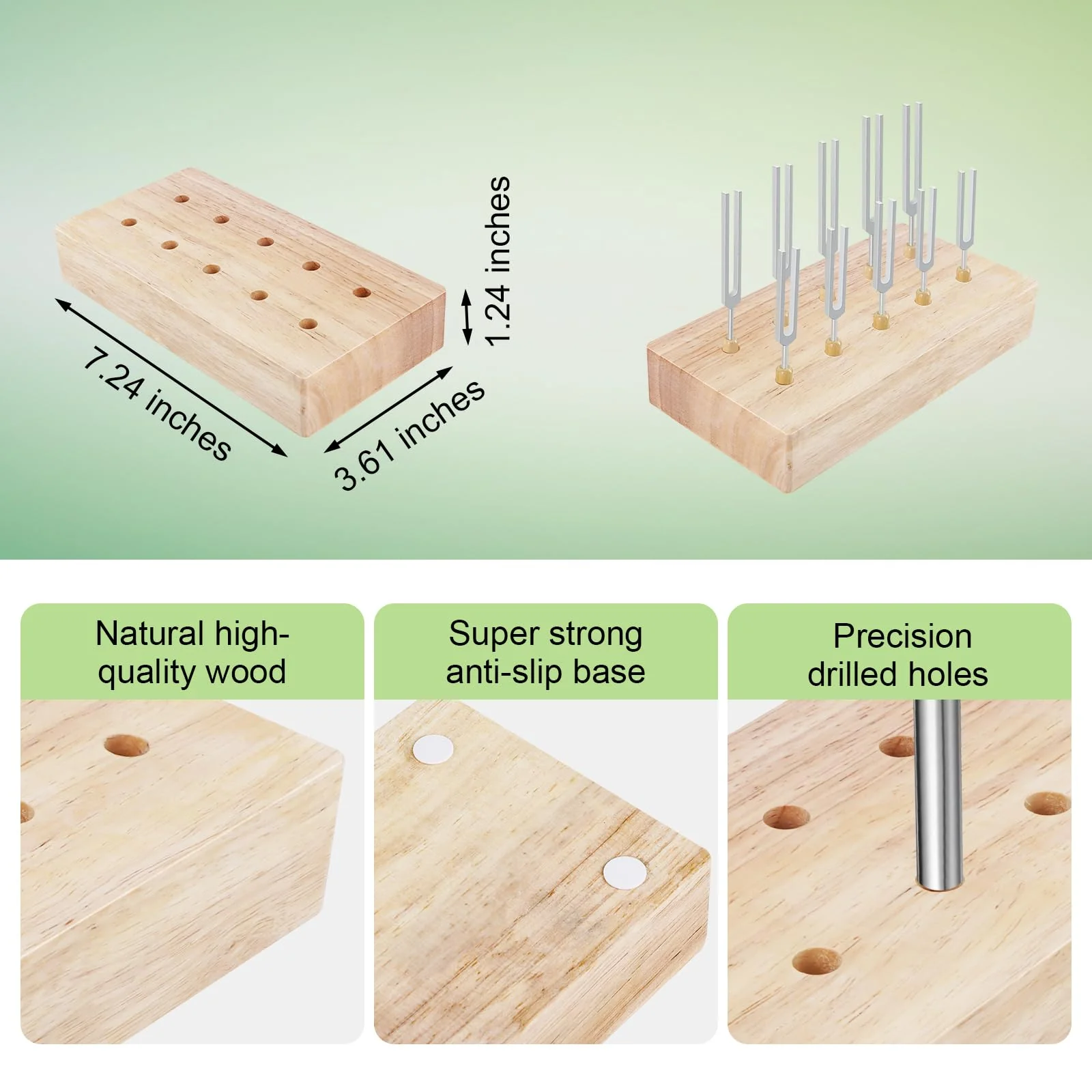 Wooden Tuning Fork Holder - Holds Up to 10 Tuning Forks for Convenient Storage - Image 2
