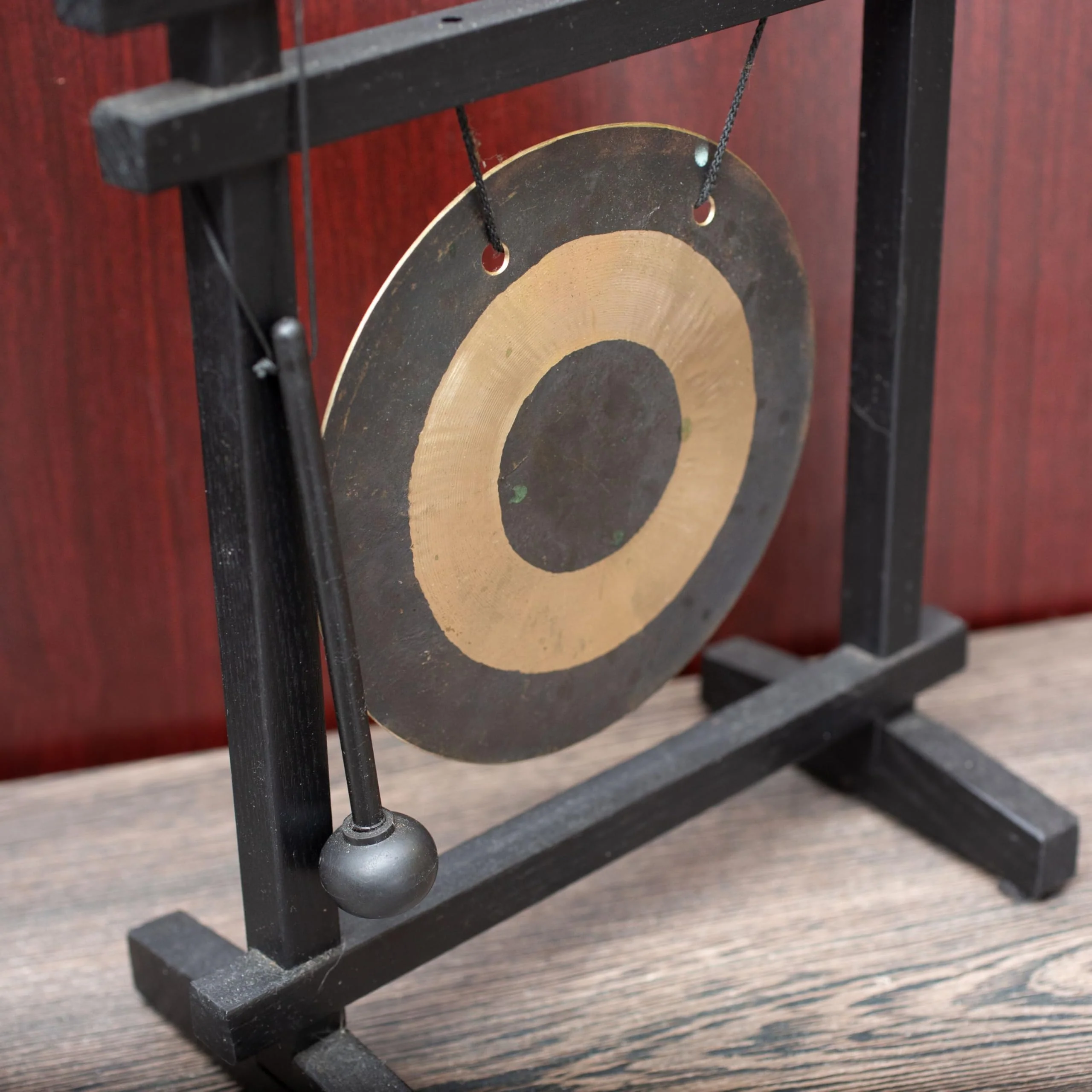 Woodstock Wind Chimes Desk Gong, Brass Hand-Hammered Bronze, Medium 12 - Inch Tall, for Meditation, Yoga, Classrooms, Offices, Great for Awareness, Relaxation Black/Bronze - Image 5