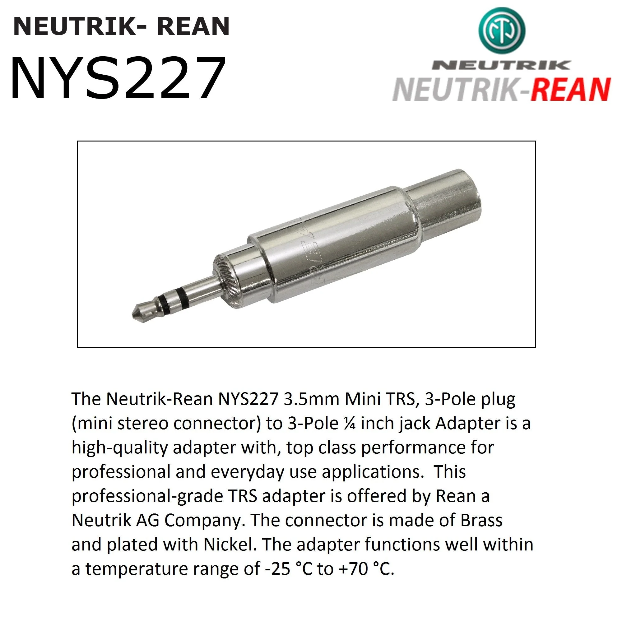 WORLDS BEST CABLES 10 Foot - Gotham GAC-4/1 Star-Quad Stereo Headphone Extension Cable & Neutrik TRS Plug to Neutrik-Rean ¼ inch 3-Pole Jack + 3.5 mm Plug to ¼ inch Jack Adapter - Custom Made - Image 8
