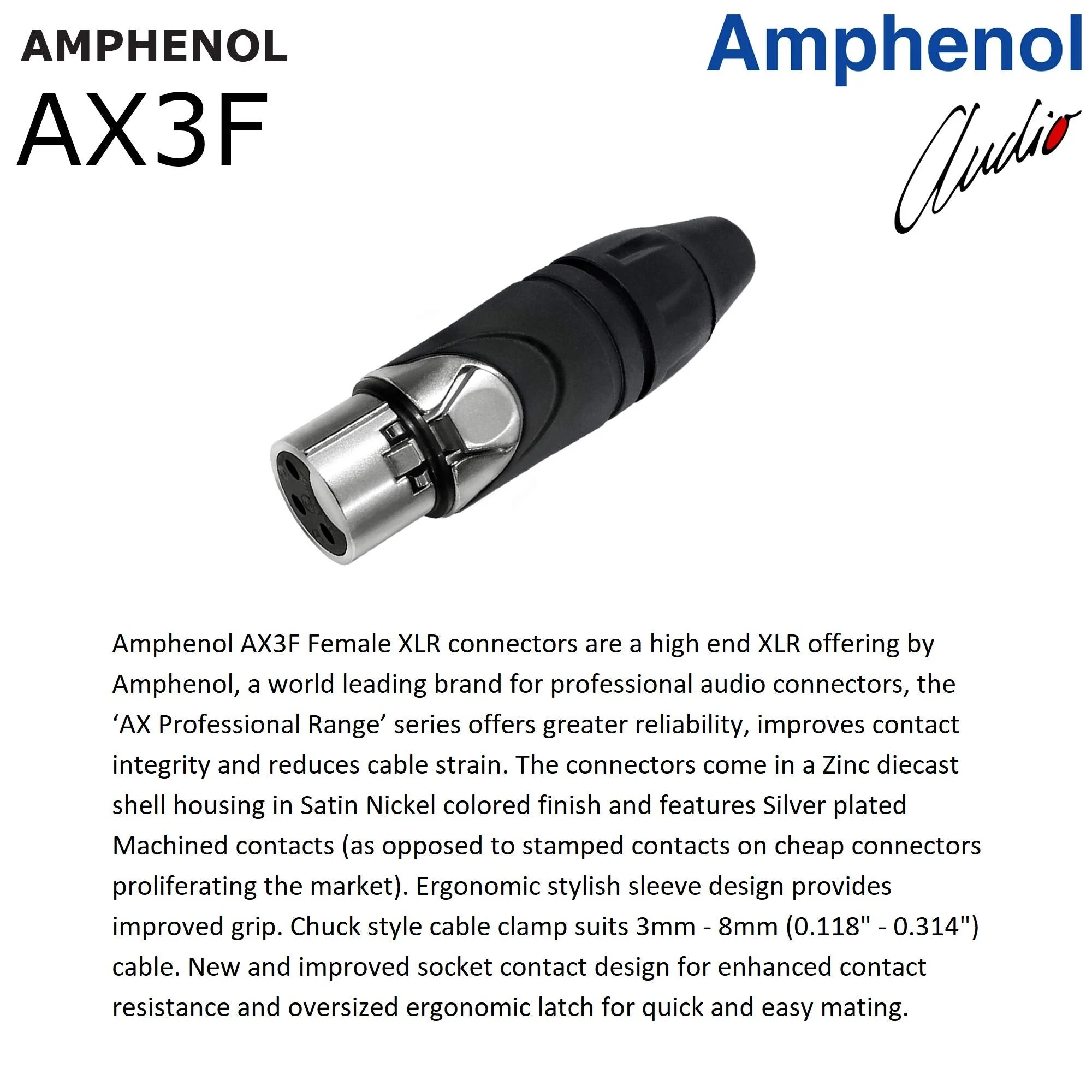 WORLDS BEST CABLES 2 Units - 1 Foot - Canare L-4E6S, Star Quad Balanced Male to Female Microphone Cables with Amphenol AX3M & AX3F Silver XLR Connectors - Custom Made - Image 6