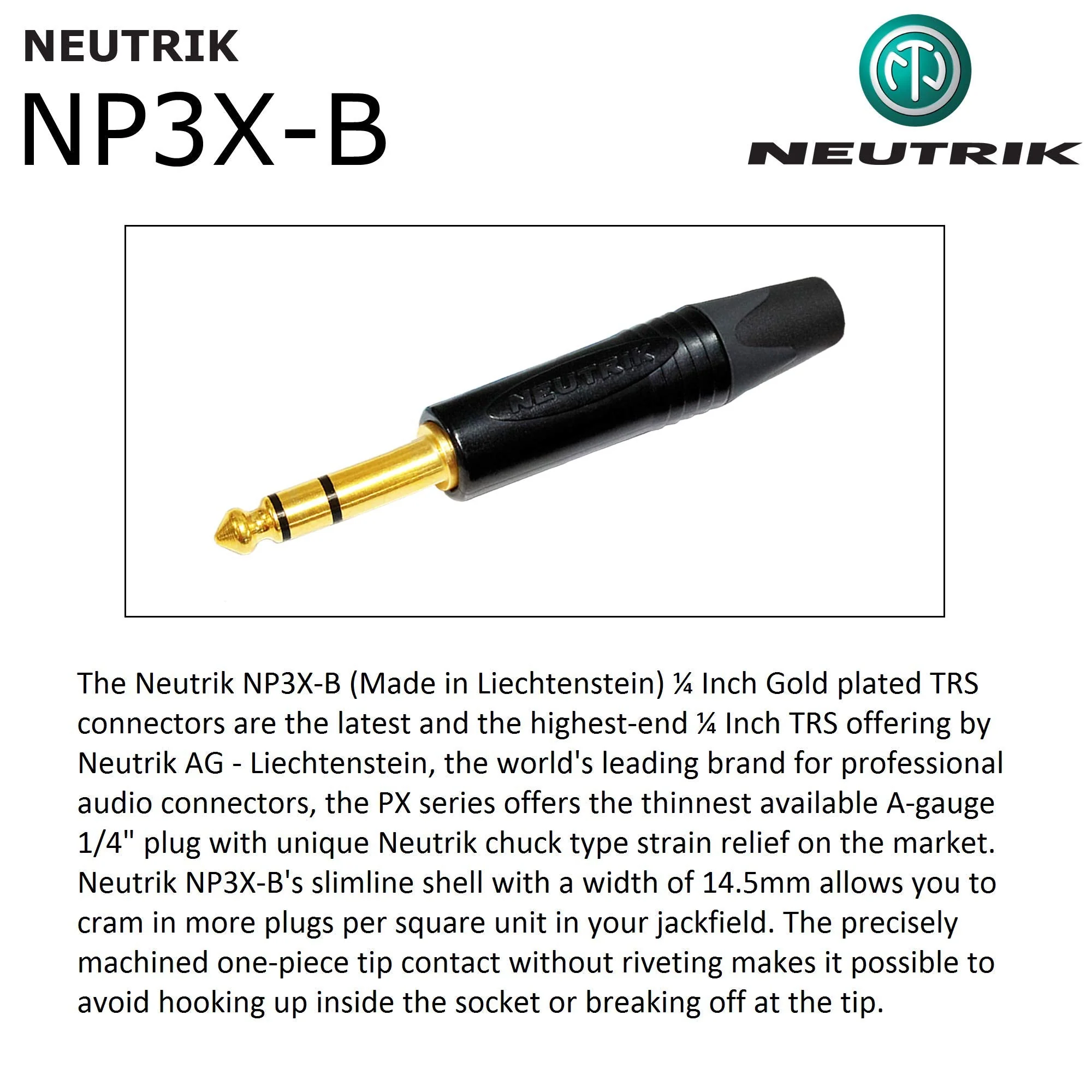 WORLDS BEST CABLES 20 Foot - Gotham GAC-4/1 (Black) - Star Quad - 2xShielded (100% Coverage) Balanced Patch Cable w/Neutrik NP3X-B ¼ Inch (6.35mm) TRS Plugs - Custom Made - Image 6