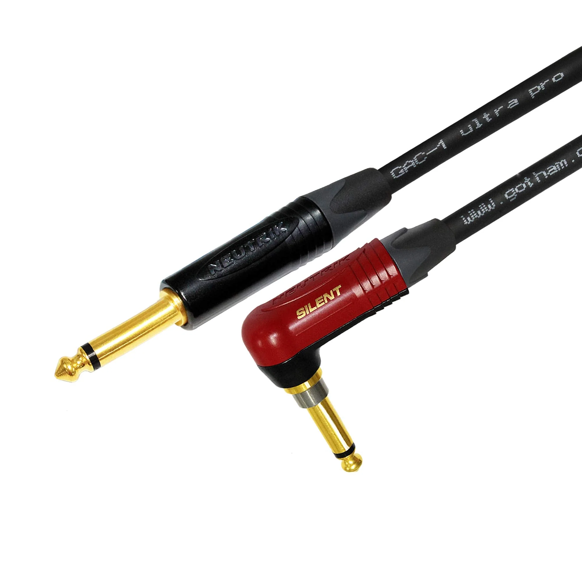 WORLDS BEST CABLES 25 Foot - Gotham GAC-1 Ultra Pro - Premium Low-Cap (21 pf/F) Guitar Bass Instrument Cable w/Neutrik Gold Straight to Angled (Silent Plug) ¼ inch (6.35mm) TS Plugs - Custom Made - Image 5