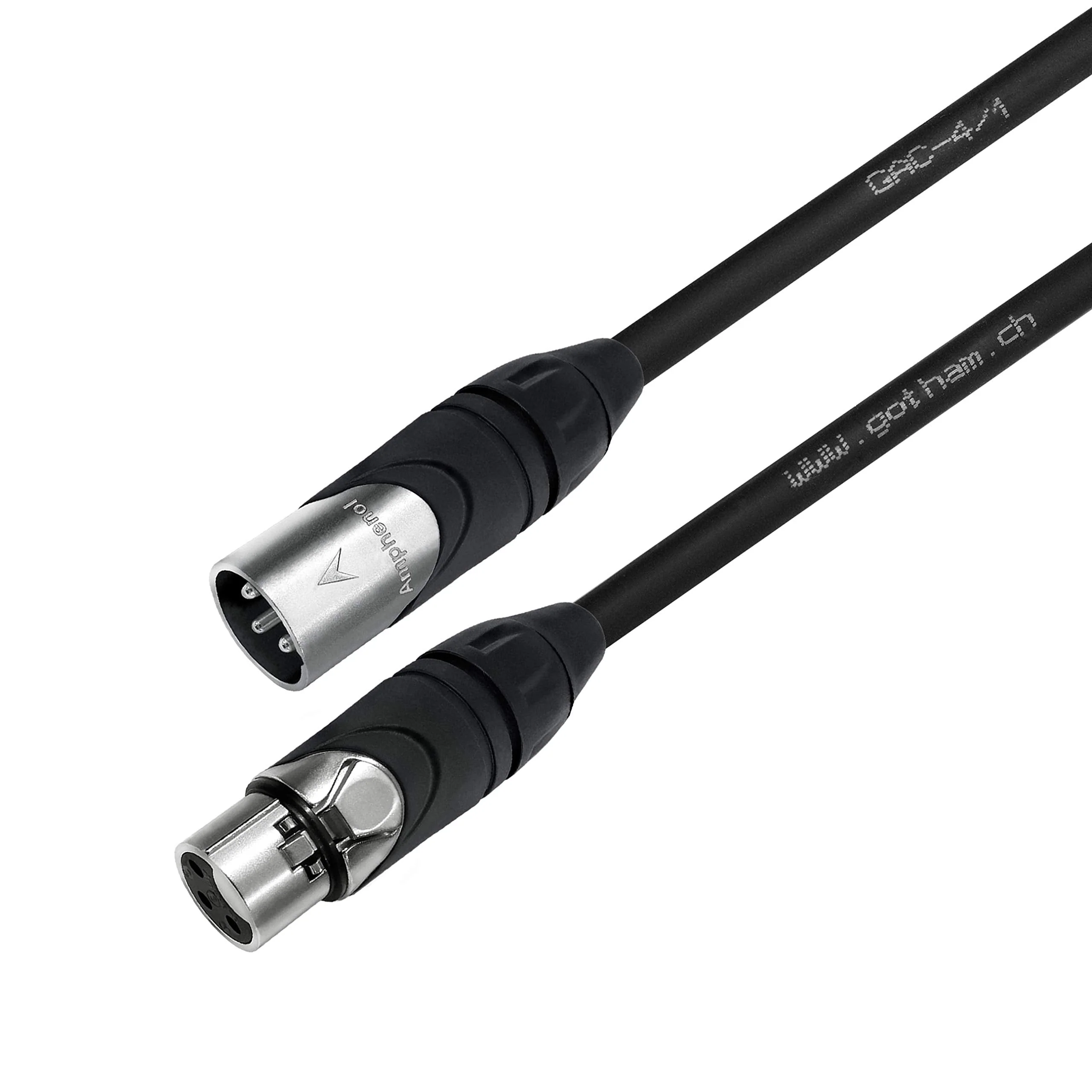 WORLDS BEST CABLES 3 Units - 10 Foot - Gotham GAC-4/1 (Black) - Star Quad, Dual Shielded Balanced Male to Female Microphone Cables with Amphenol AX3M & AX3F Silver XLR Connectors - Custom Made - Image 5