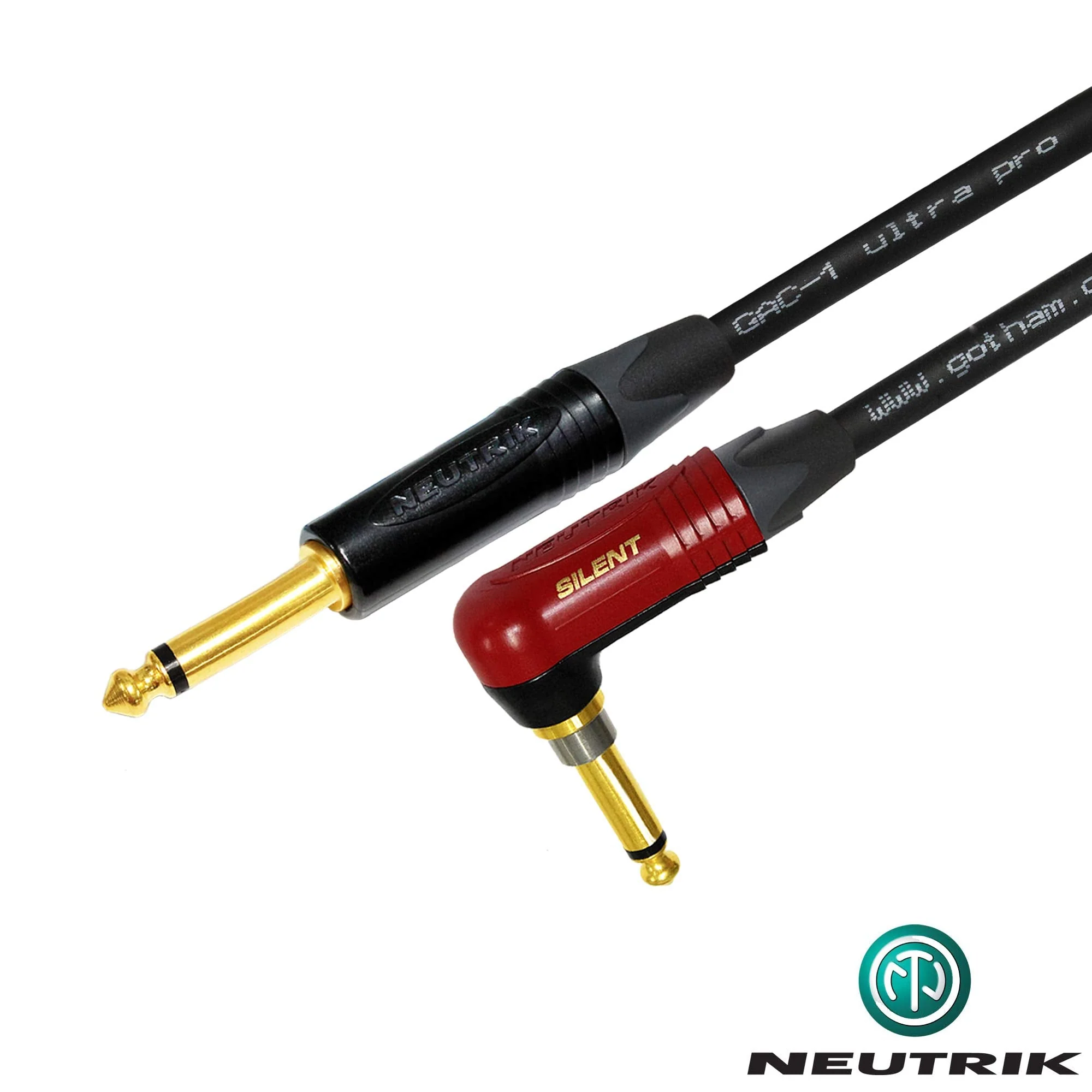 WORLDS BEST CABLES 30 Foot - Gotham GAC-1 Ultra Pro - Premium Low-Cap (21 pf/F) Guitar Bass Instrument Cable w/Neutrik Gold Straight to Angled (Silent Plug) ¼ inch (6.35mm) TS Plugs - Custom Made - Image 5