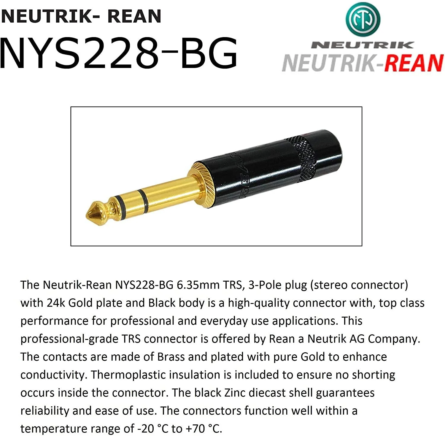 WORLDS BEST CABLES 4 Units - 1 Foot - Canare L-4E6S Star Quad, Patch Cable terminated with Neutrik-Rean NYS ¼ Inch (6.35mm) Gold TRS Stereo Phone Plugs - Custom Made - Image 5