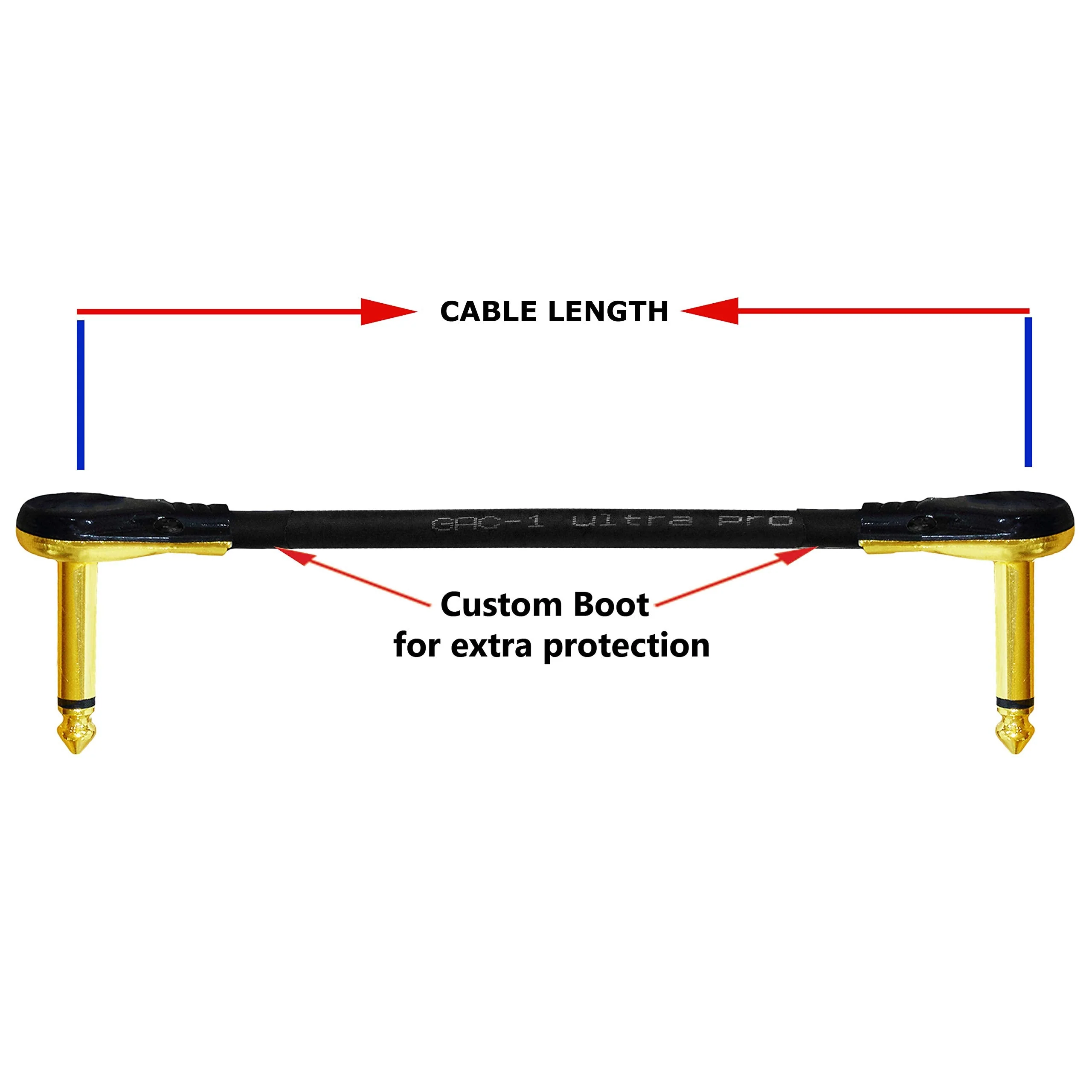 WORLDS BEST CABLES 4 Units - 12 Inch - Gotham GAC-1 Ultra Pro - Low-Cap (21pF/ft) Guitar Bass Effects Instrument, Patch Cable & Gold (6.35mm) Low-Profile R/A Pancake Type Connectors - Custom Made - Image 5