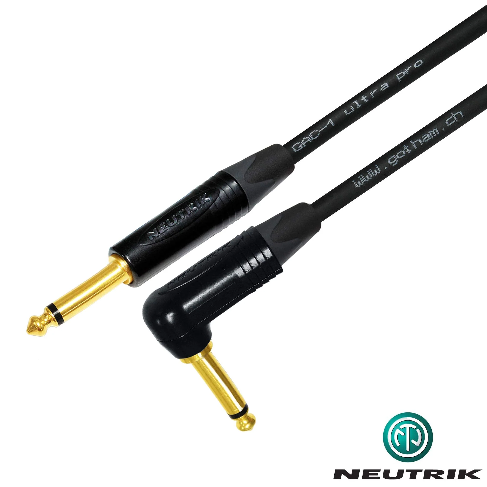 WORLDS BEST CABLES 40 Foot - Gotham GAC-1 Ultra Pro - Premium Low-Cap (21 pf/F) Guitar Bass Instrument Cable – w/Neutrik Gold Straight to Angled ¼ inch (6.35mm) TS Connectors - Custom Made - Image 5