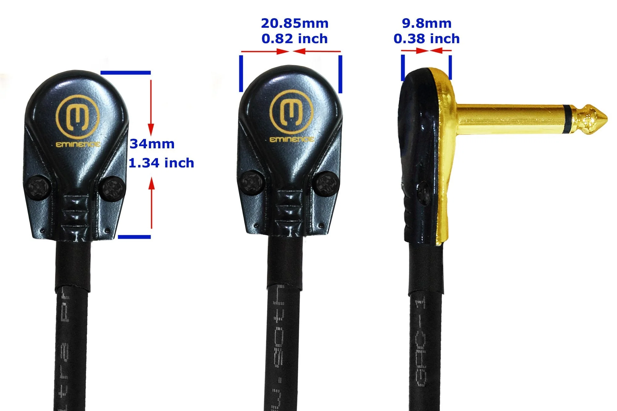 WORLDS BEST CABLES 5 Units - 9 Inch - Gotham GAC-1 Ultra Pro - Low-Cap (21pF/ft) Guitar Bass Effects Instrument, Patch Cable & Gold (6.35mm) Low-Profile R/A Pancake Type Connectors - Custom Made - Image 6