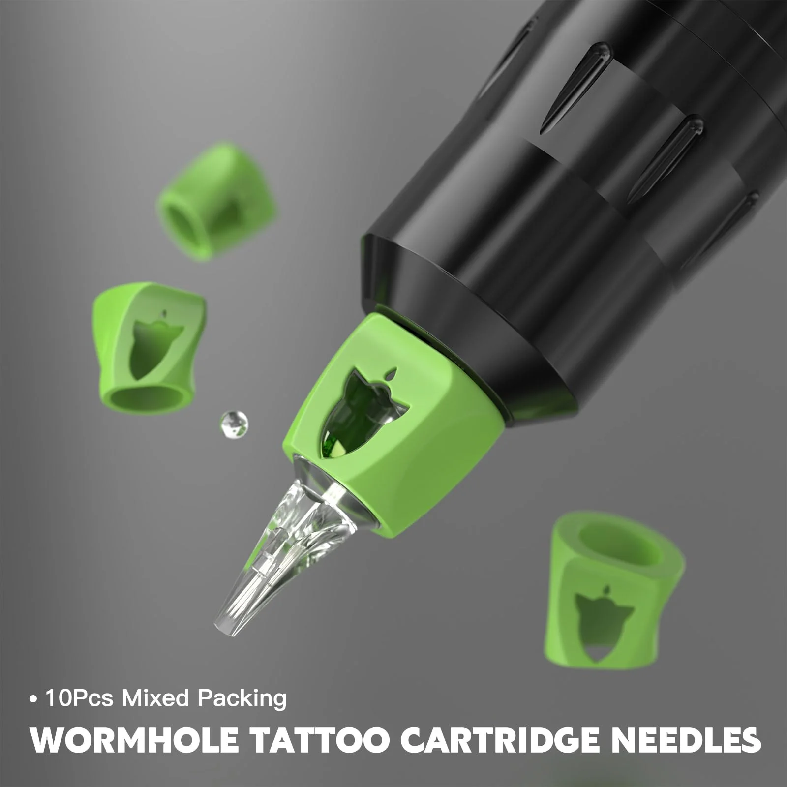 Wormhole Tattoo 58Pcs Complete Tattoo Gun Kit - Aluminum Alloy LED Smart Tattoo Pen Wireless Tattoo Machine with 1800mAh Battery for Tattoo Beginners - Black WTK313 - Image 9