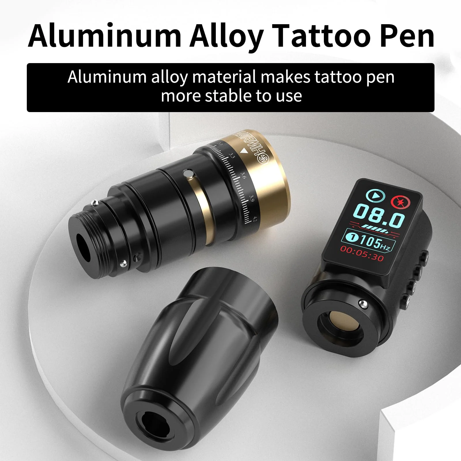 Wormhole Tattoo Gun Wireless Tattoo Machine with 2300mAh Battery, Multi-function Smart Tattoo Pen with 7 Adjustable Strokes Jump-start/Dot Work Mode Tattoo Supplies for Professional Tattooist HP99-A - Image 3