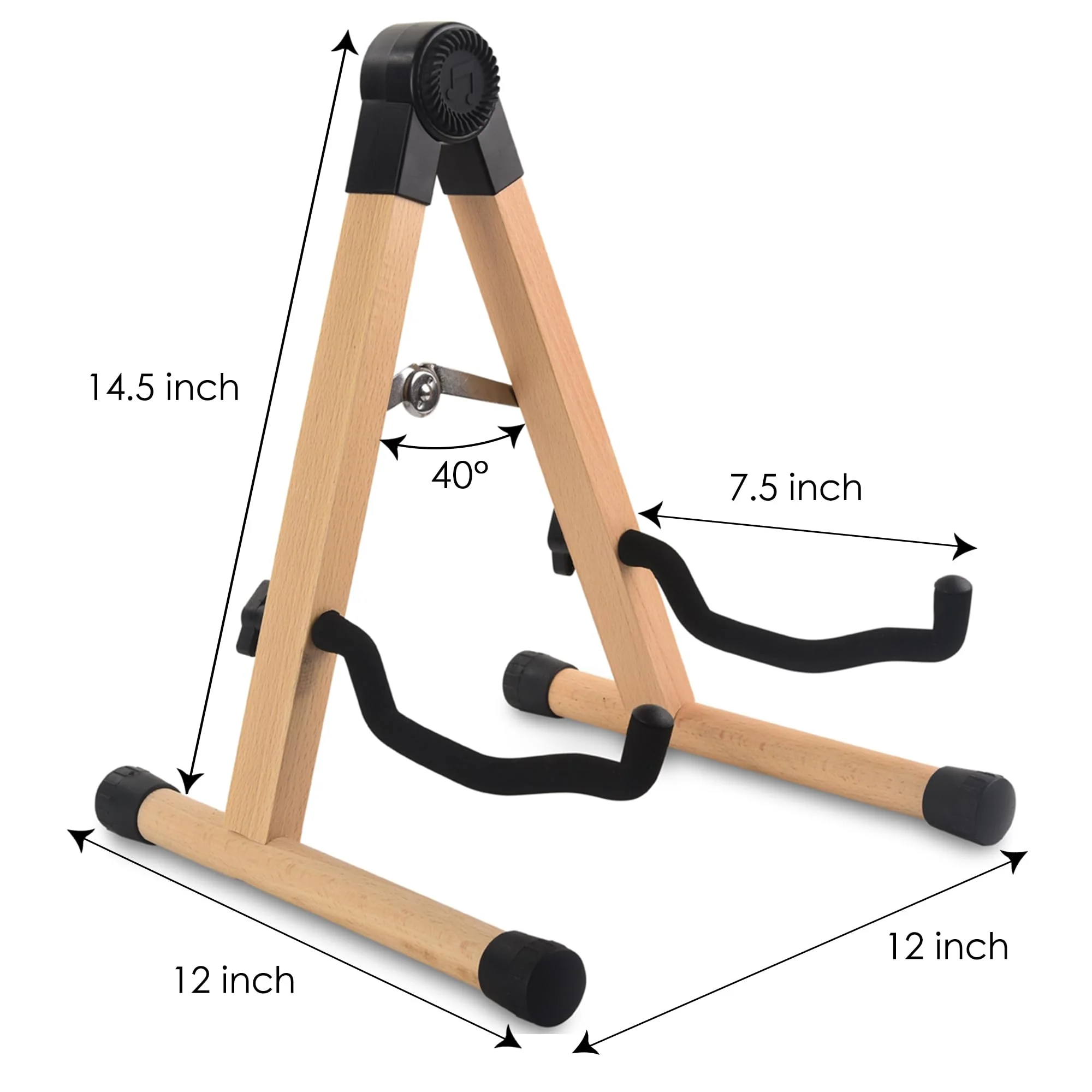 WOTLLA® Guitar Stand, Guitar Stands Floor with Sponges A Frame Folding Guitar Stand for Guitars Bass Cello Mandolin Banjo, Gifts for Guitar Players Beech Wood - Image 4