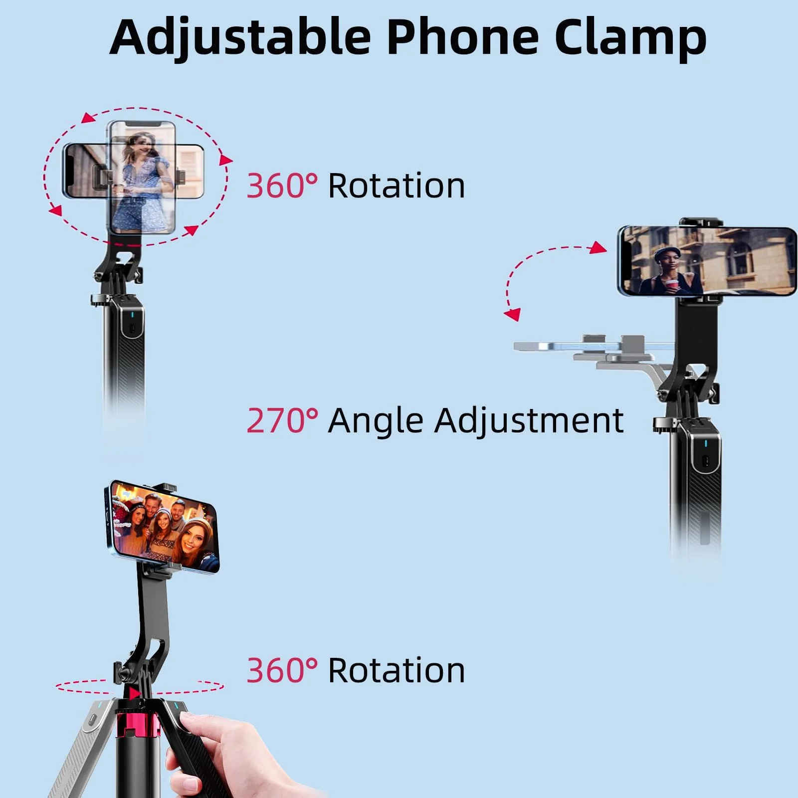 WOVTE 71" Selfie Stick Tripod with 2 Lights, Extendable Tripod for iPhone, Selfie Stick Tripod Stand with Remote, Portable Phone Tripod for Cell Phone Compatible with iPhone/Android, Gopro - Image 3