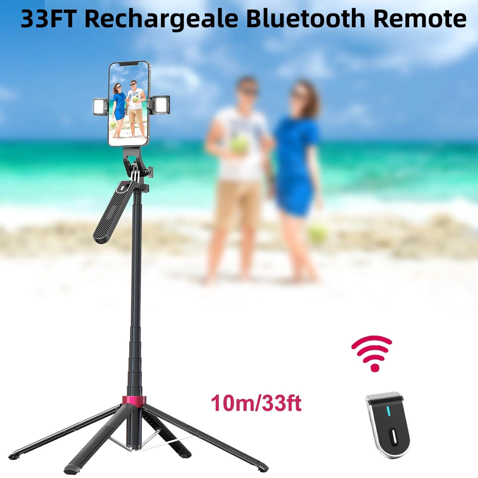 WOVTE 71" Selfie Stick Tripod with 2 Lights, Extendable Tripod for iPhone, Selfie Stick Tripod Stand with Remote, Portable Phone Tripod for Cell Phone Compatible with iPhone/Android, Gopro - Image 5