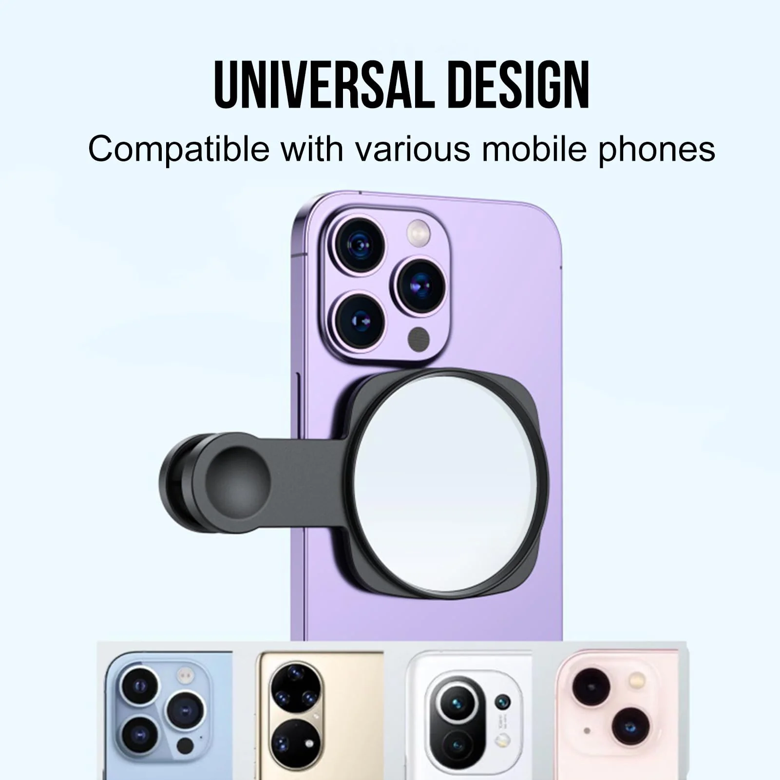 WOWNOVA Clip Selfie Mirror for Phone Back Camera Live Streaming, Vlogging and Selfies, 2.36" Selfie Mirror Compatible with iPhone Back Camera, HD Reflective Selfie Mirror Clip for Phone Rear Camera - Image 3