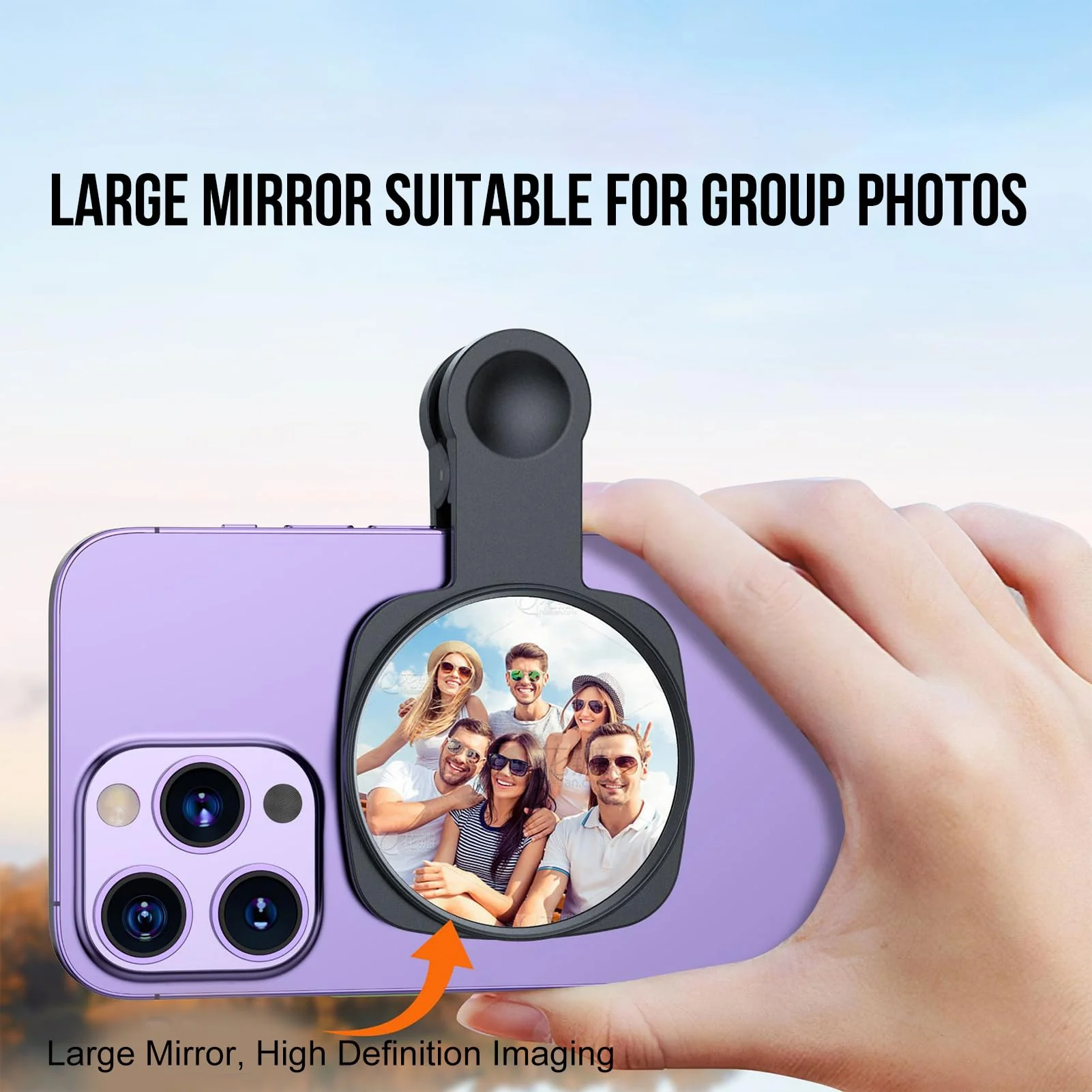 WOWNOVA Clip Selfie Mirror for Phone Back Camera Live Streaming, Vlogging and Selfies, 2.36" Selfie Mirror Compatible with iPhone Back Camera, HD Reflective Selfie Mirror Clip for Phone Rear Camera - Image 4