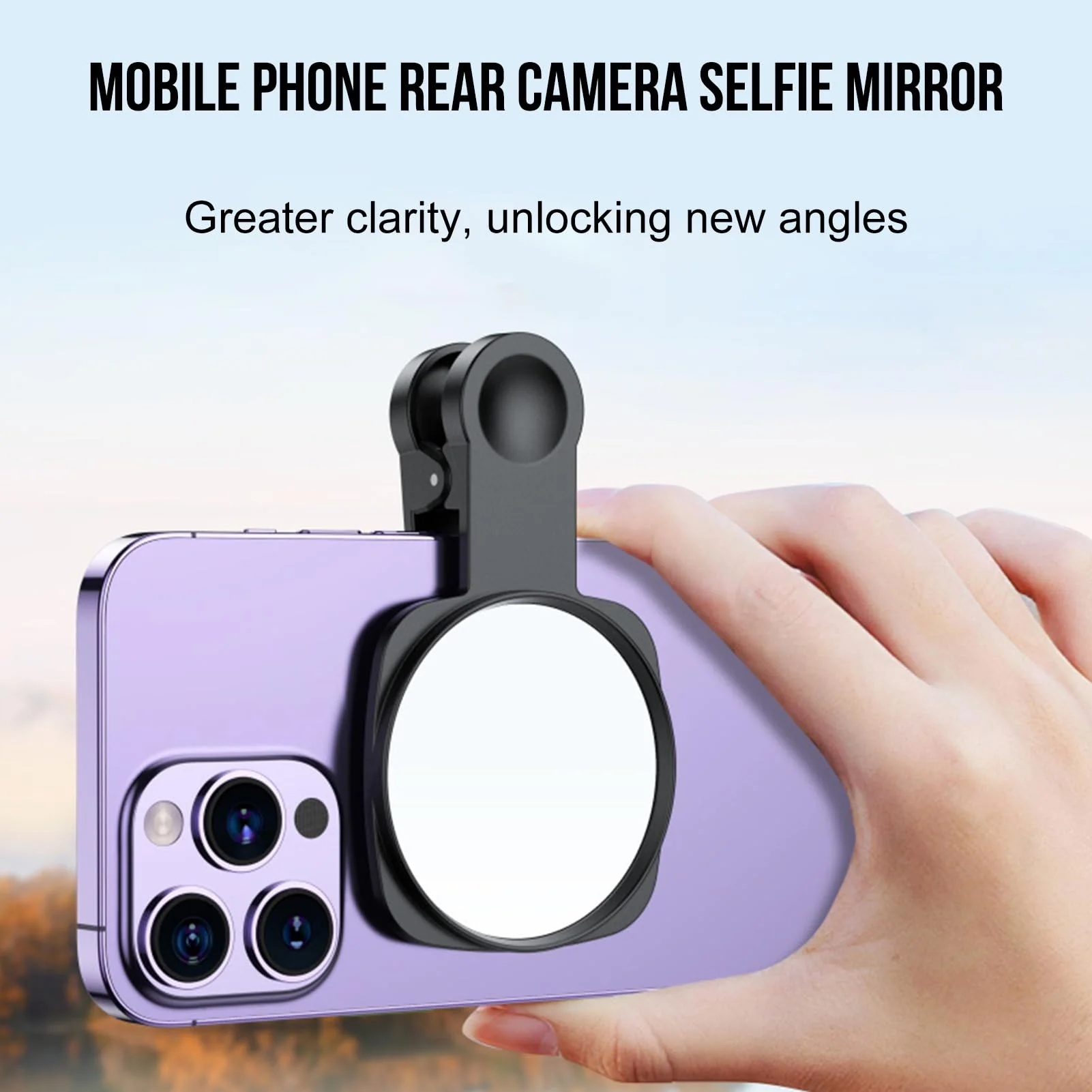 WOWNOVA Clip Selfie Mirror for Phone Back Camera Live Streaming, Vlogging and Selfies, 2.36" Selfie Mirror Compatible with iPhone Back Camera, HD Reflective Selfie Mirror Clip for Phone Rear Camera - Image 5