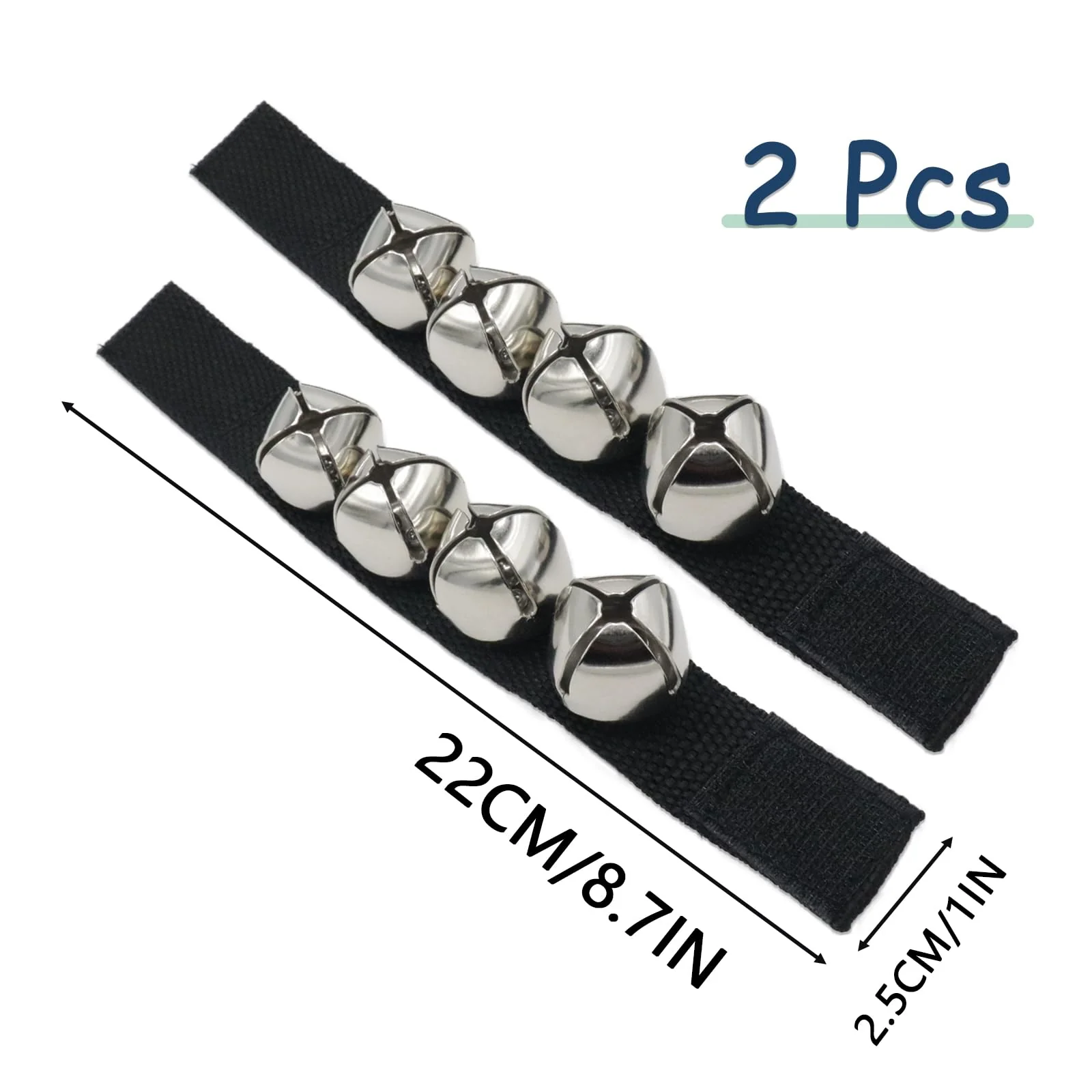 Wrist Bells Set of 2, Black Jingle Bells Instrument, Adjustable Ankle Percussion Musical for Kids, Party Favors, Christmas Decor, Education, Dance, Band Performance - Image 2
