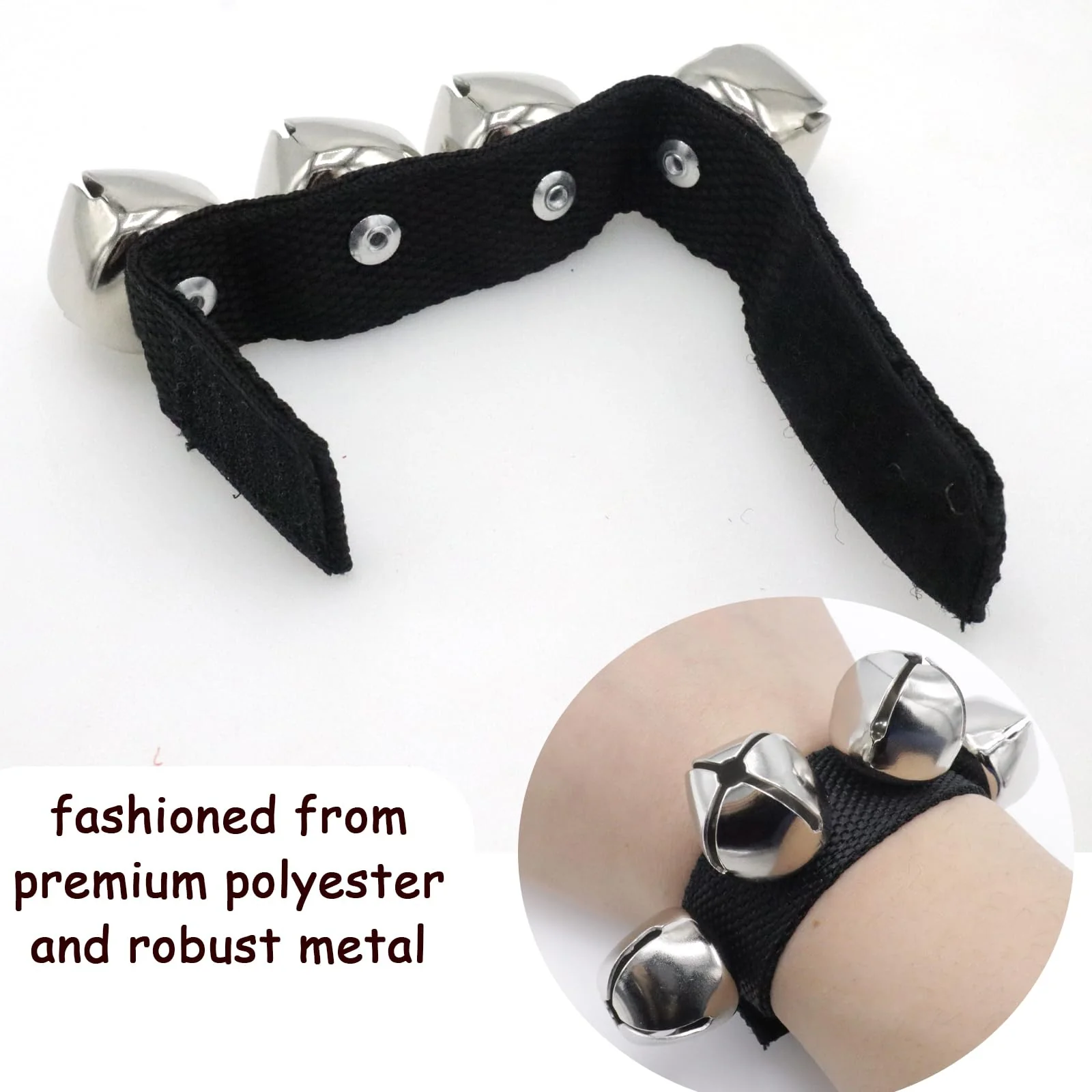 Wrist Bells Set of 2, Black Jingle Bells Instrument, Adjustable Ankle Percussion Musical for Kids, Party Favors, Christmas Decor, Education, Dance, Band Performance - Image 6
