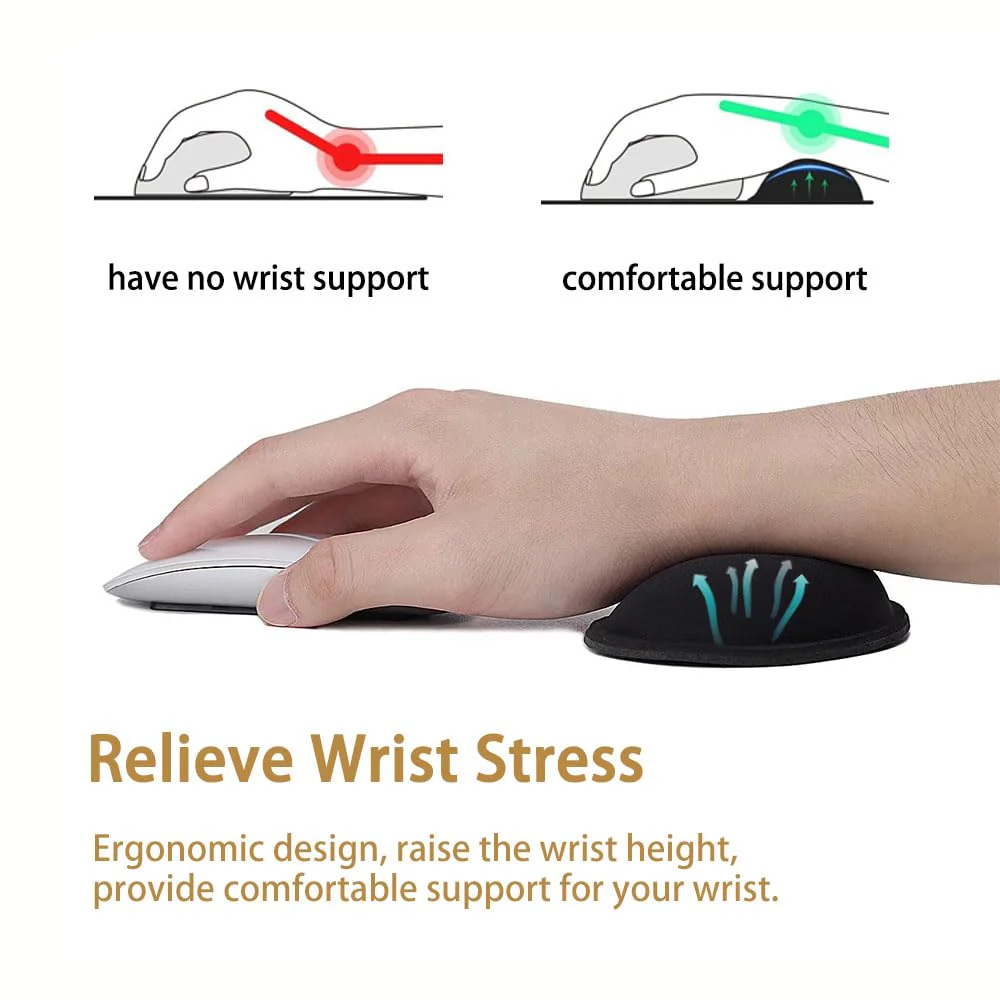 Wrist Rest for Mouse, Ergonomic Memory Foam Wrist Cushion Support Pad, Mouse Wrist Pad with Non-Slip Base for Typing Pain Relief, Office, Home, Gaming, Computer, Black - Image 4