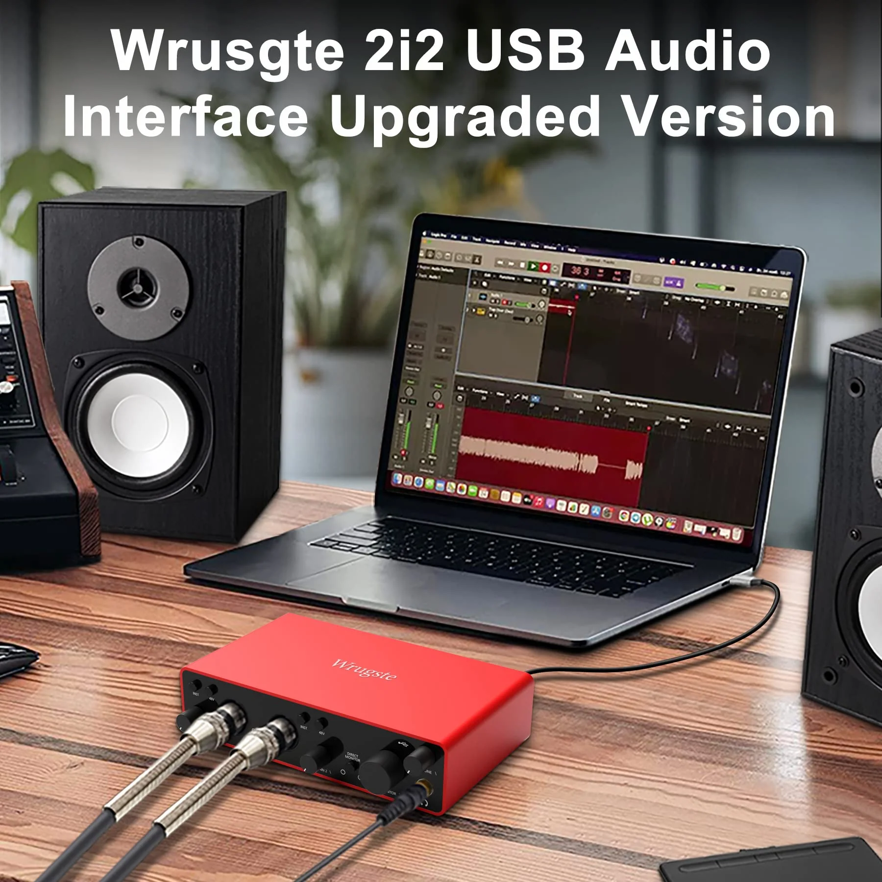 Wrugste Audio Interface for Recording Podcasting and Streaming Ultra-low Latency Plug&Play Noise-Free XLR Audio Interface(24Bit/192kHz)+48V Phantom Power for PC - Image 2