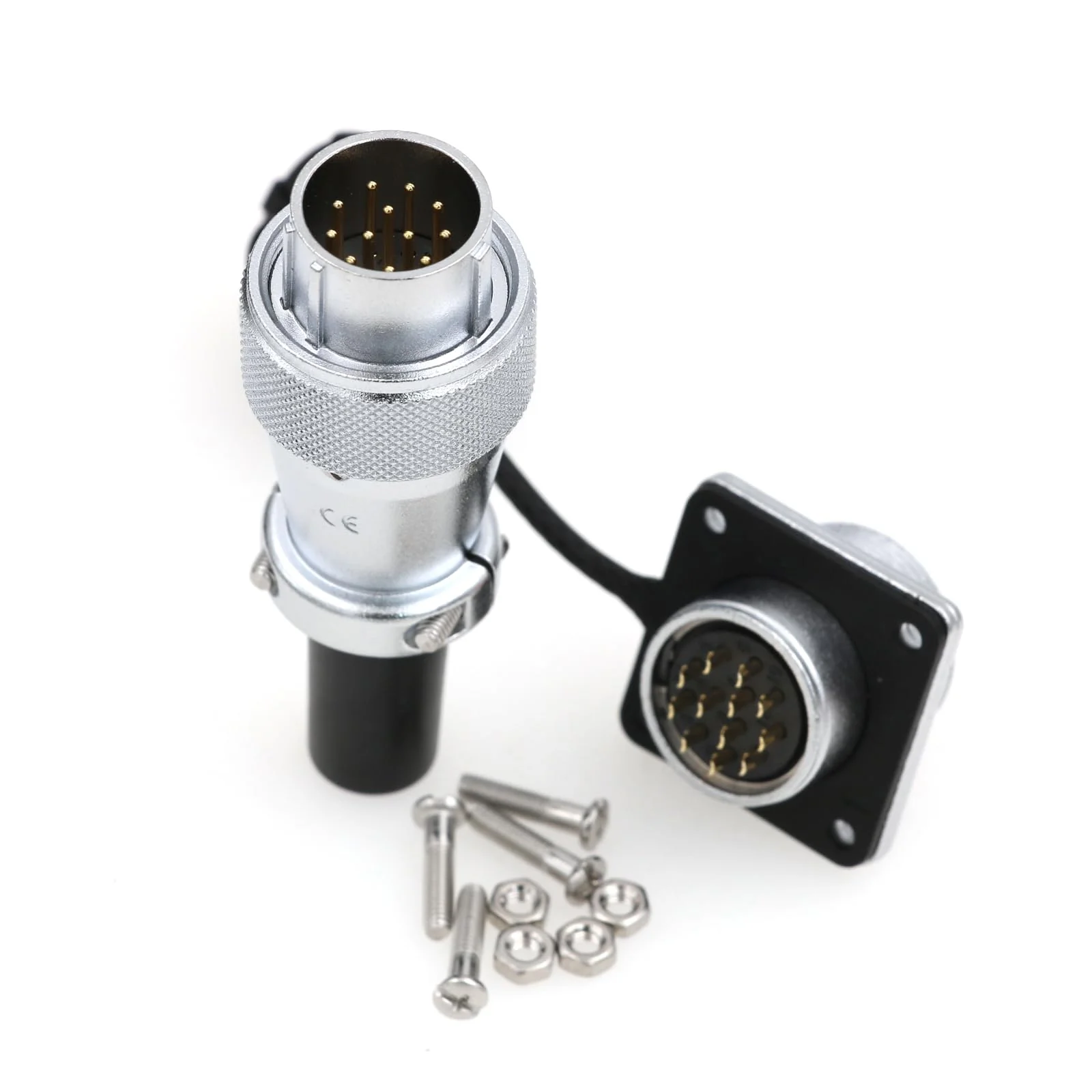 WS20 Waterproof IP67 Aviation WEIPU Connector Plug Socket M20 Square Panel Mount Electrical Power Metal Thread Connector for Industrial Signal LED (Male Plug and Female Socket, 12Pin 5A) Male Plug and Female Socket - Image 8