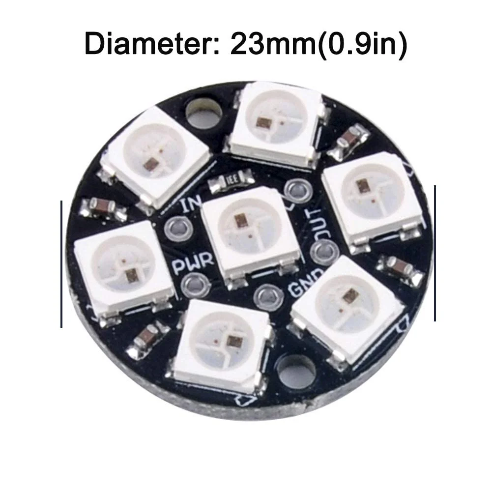 WS2812 RGB LED Ring 7 x 5050 WS2812B 7 Bits with Built-in Drivers for Arduino Raspberry Pi Mirco:bit ESP32 Pack - Image 5