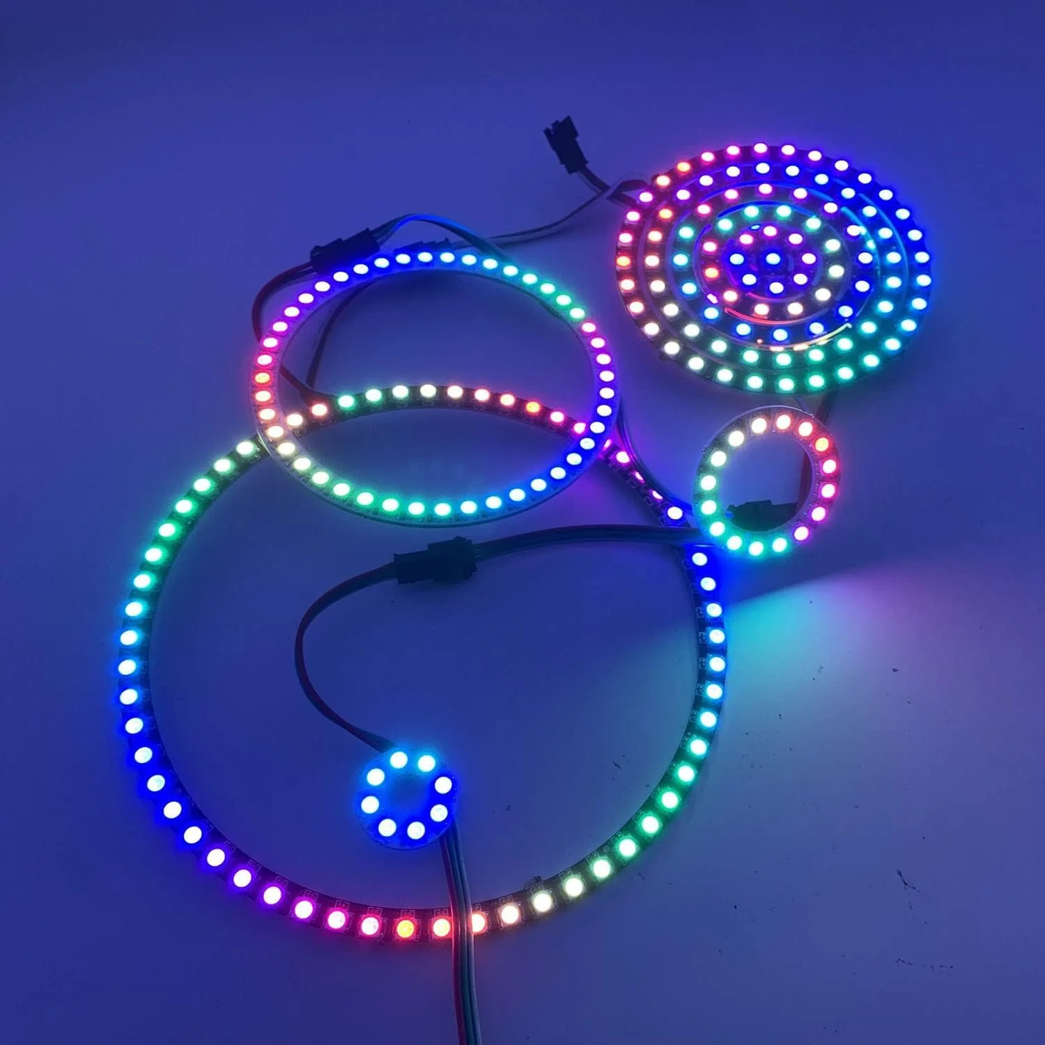 WS2812B 8/16/24/35/45/60/241 LED Pixel Ring Addressable LED Module WS2812 IC RGB Full Colour Round LED Circle DC5V (60 LEDs, Black) 60 Leds - Image 4
