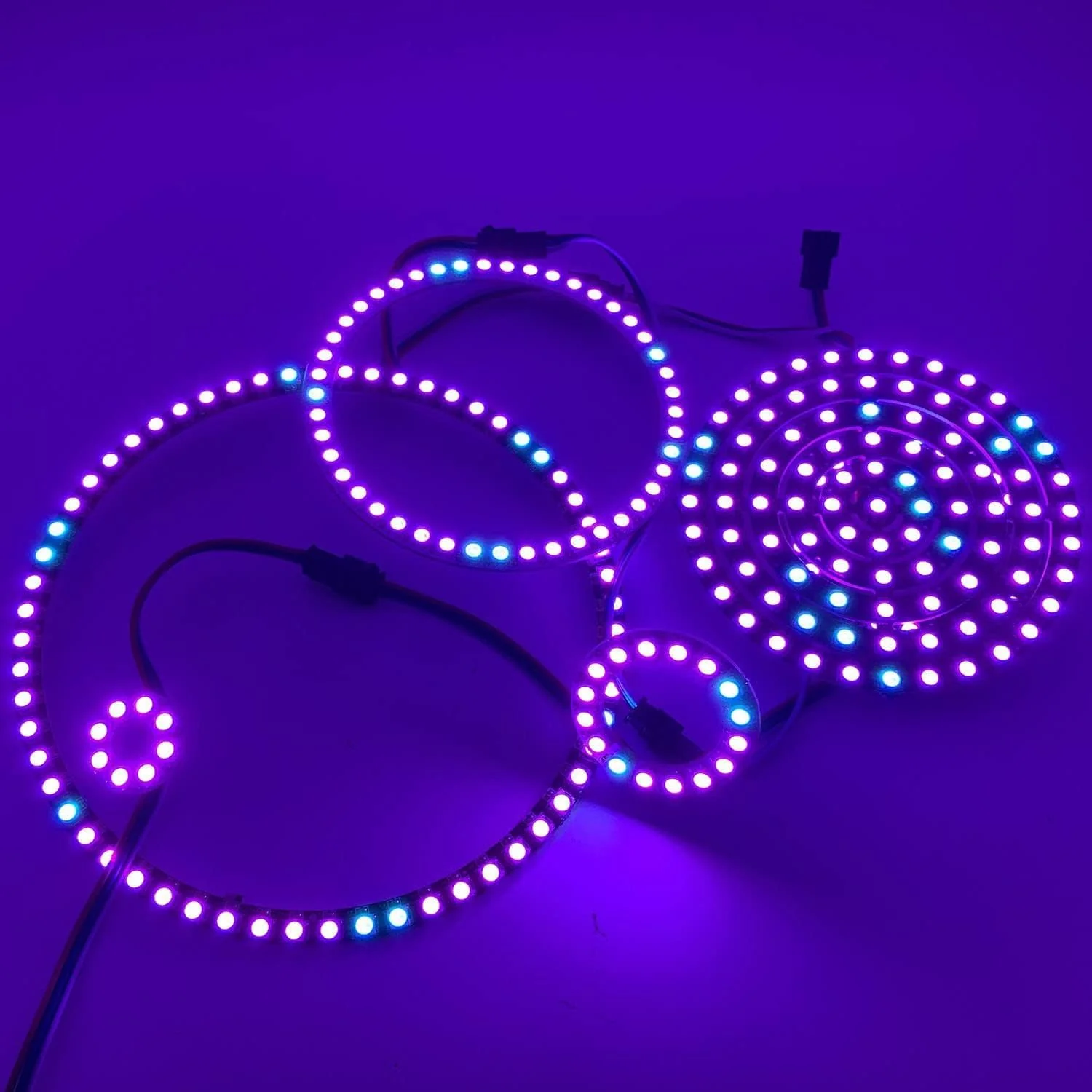 WS2812B 8/16/24/35/45/60/241 LED Pixel Ring Addressable LED Module WS2812 IC RGB Full Colour Round LED Circle DC5V (60 LEDs, Black) 60 Leds - Image 8