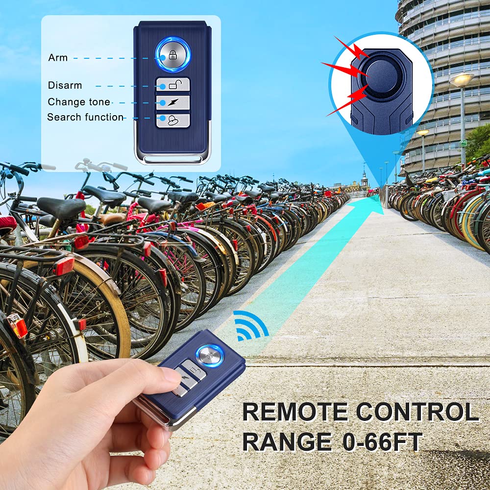 WSDCAM 113dB Bike Alarm Catalytic Converter Alarm Wireless Anti Theft Vibration Motion Sensor Vehicle Security Alarm System Waterproof Motorcycle Alarm Bicycle Alarm with Remote (NO Heat Resistance) - Image 4