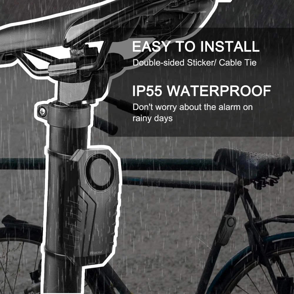 Wsdcam 113dB Bike Alarm Wireless Vibration Motion Sensor Waterproof Motorcycle Alarm with Remote - Image 3