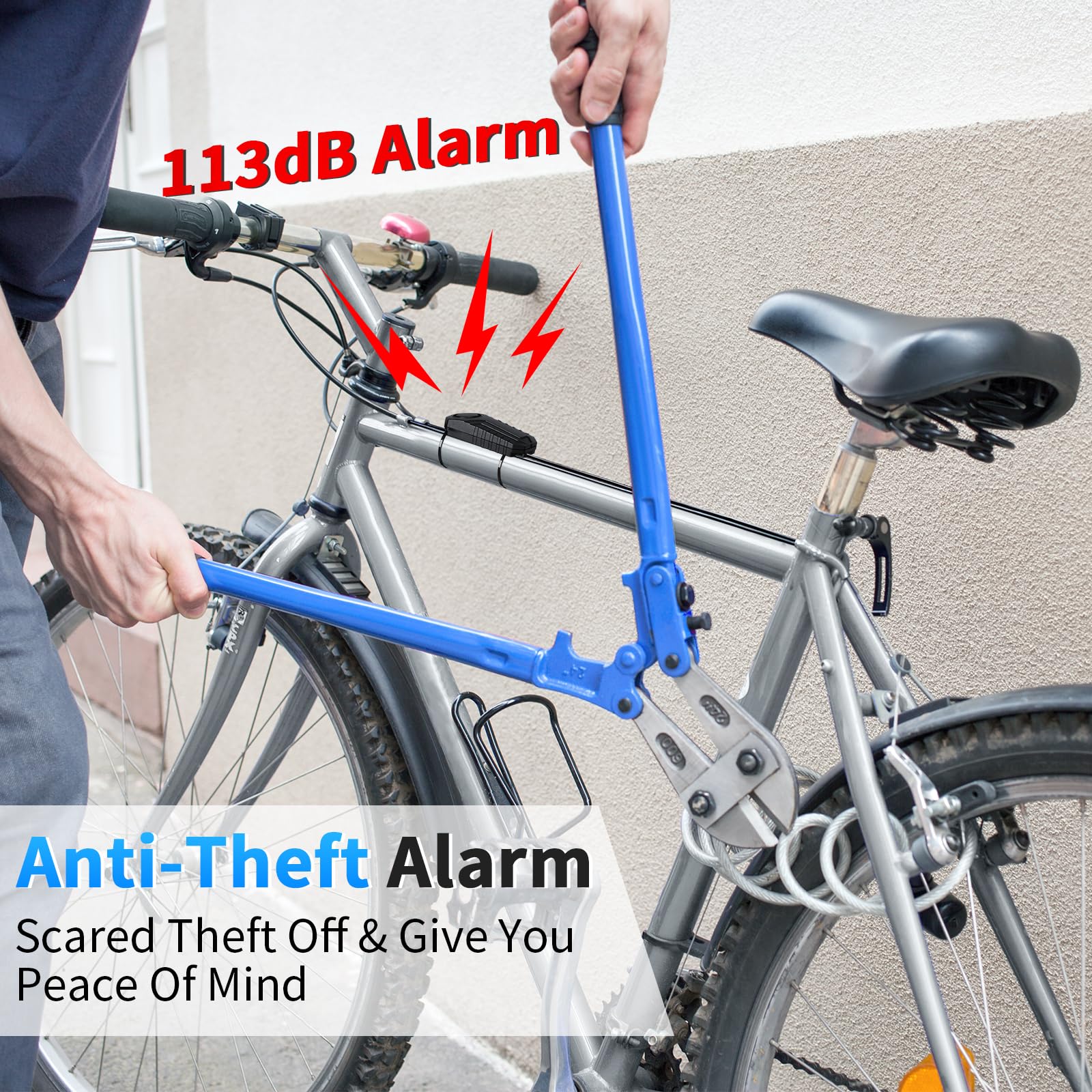 WSDCAM 113dB Loud Anti Theft Vibration Sensor Alarm Systems for Electric Bike Motorcycle Golf Car Trailer Mailbox Garage Door Waterproof Home Security Bike Accessories Bike Alarm with Remote (2pack) 22R-01C Black - Image 3