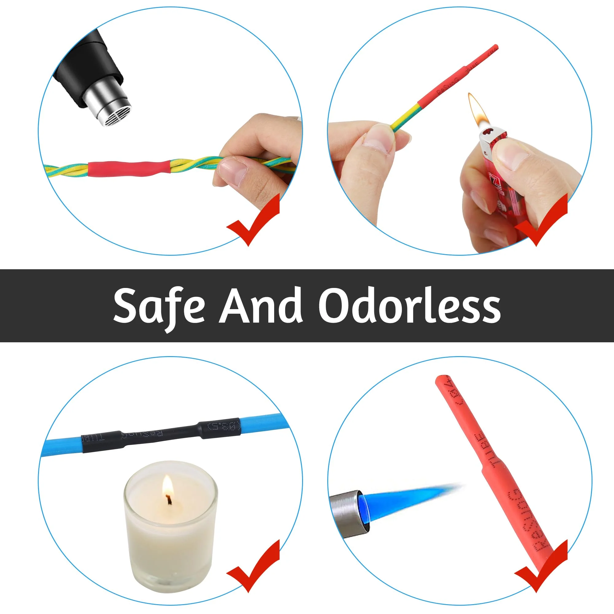 WUFANC Heat Shrink Tubing Set, 580 Pieces, Heat Shrink Tubes, Coloured Includes 6 Colours and 11 Sizes, 2:1 Shrink Ratio, Heat Shrink Tube, Waterproof, Suitable for Cable Insulation, Protect - Image 6