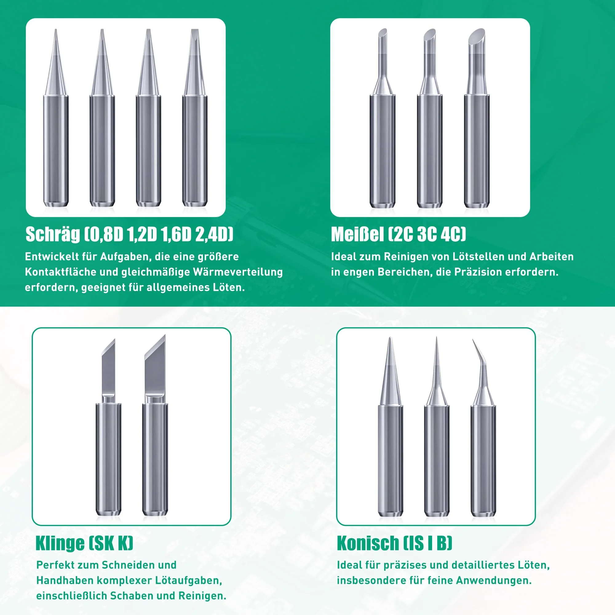 WUISOLQP 900M Soldering Tips, Pack of 12 Soldering Iron Tips, Replacement Soldering Tips for Soldering Stations, Welding Devices, Accessories, Soldering Iron Tip, Replacement Soldering Tips Set, - Image 4