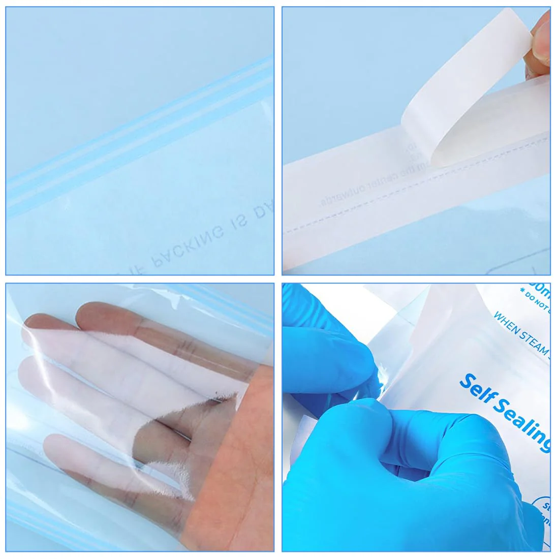 WUSJCOF 100 Sterile Bags for Autoclave, Self-Adhesive Bags for Disinfecting, Sterilisation Bags for Nail Salon, Used for Dental Instruments and Nail Care, 70 x 230 mm - Image 3