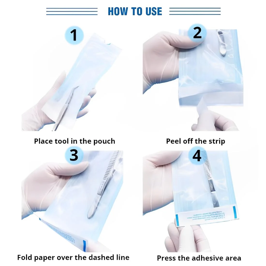 WUSJCOF 100 Sterile Bags for Autoclave, Self-Adhesive Bags for Disinfecting, Sterilisation Bags for Nail Salon, Used for Dental Instruments and Nail Care, 70 x 230 mm - Image 6