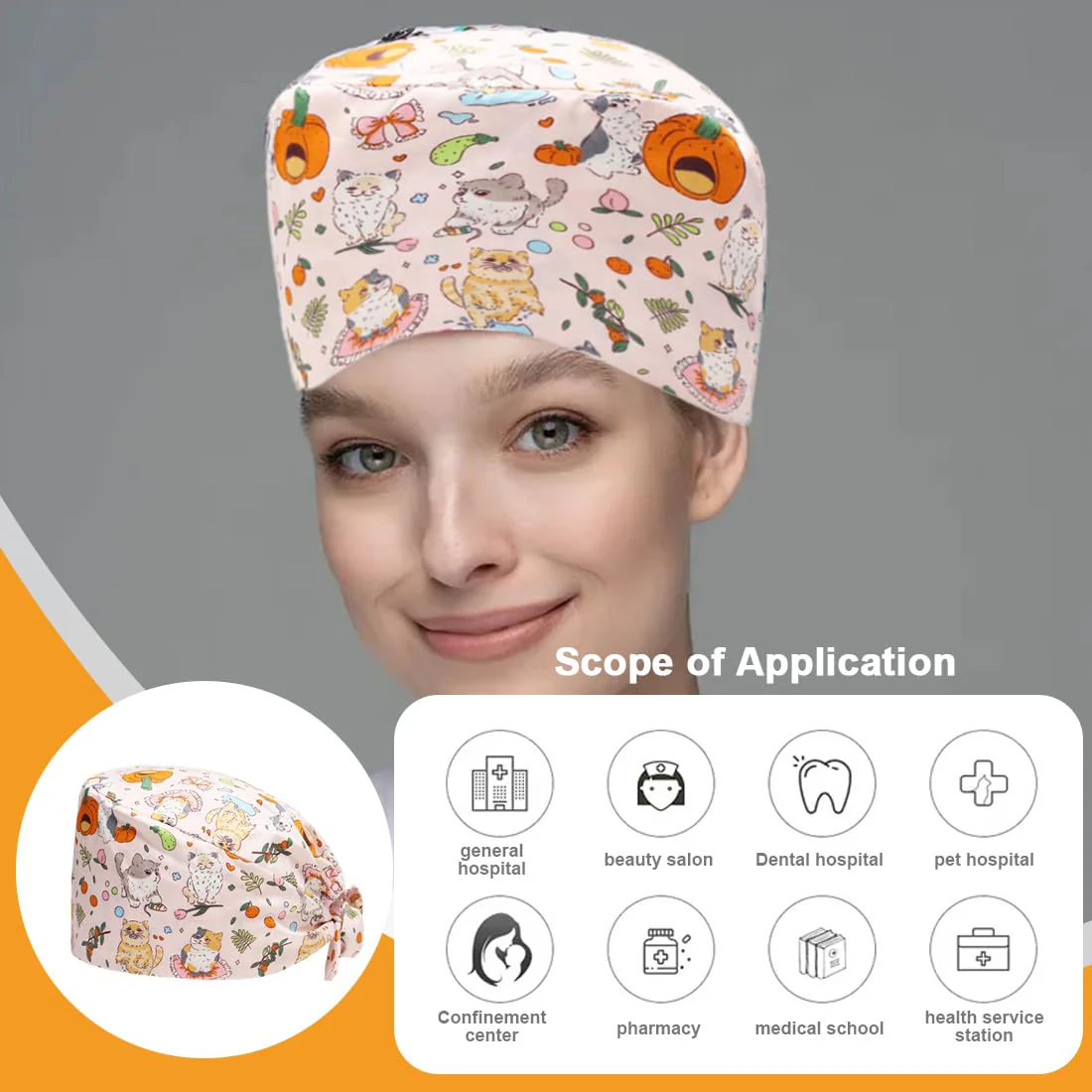WUSJCOF Adjustable Work Cap, Surgical Cap Fabric, Surgical Caps, Fabric Nurse, Accessories for Doctors, Nurse Cap, Cotton Dust Cap, Cute Unisex Dust Cap - Image 6