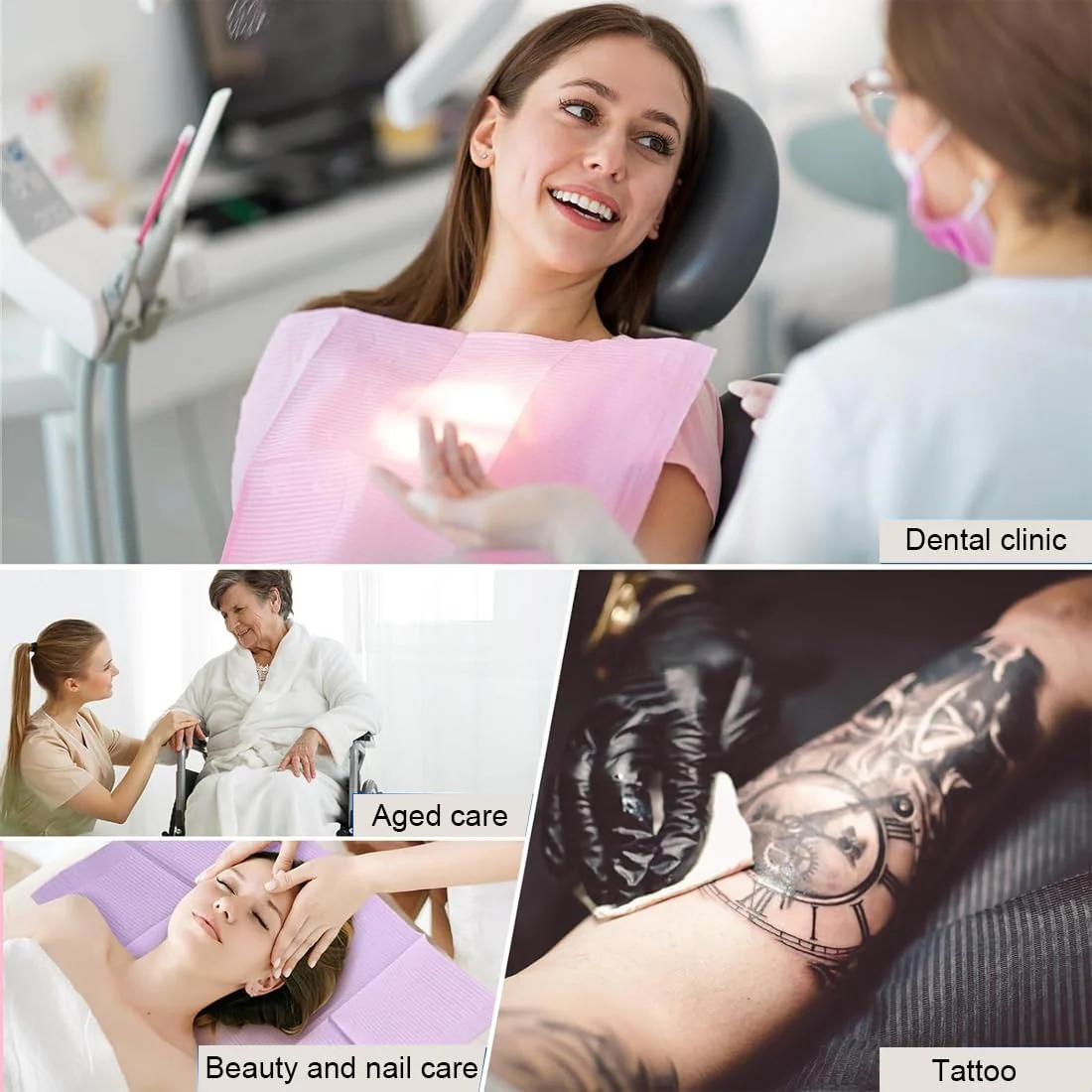 WUSJCOF Pack of 50 Premium Disposable Dental Bibs, Waterproof Tattoo Bibs, Tattoo Tablecloths, Clean Pad, Tattoo Tray Covers, Multi-Purpose (Black) - Image 6