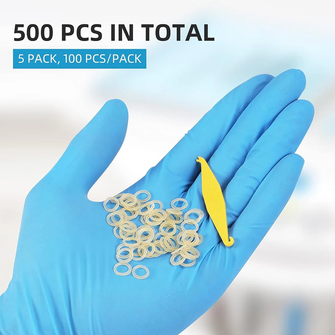 WUSJCOF Pack of 500 Teeth Elastic Bands + 5 Placers, Orthodontic Elastic for Braces, Dental Gaps, Crooked Teeth (Rabbit 3/16 Inches) - Image 3