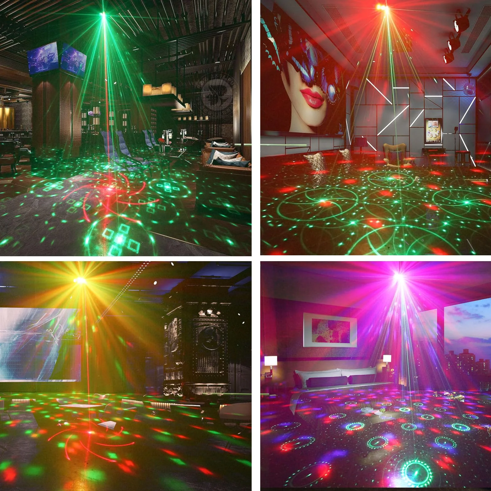 Wuzstar 7 Lens Disco Ball Lights,USB Powered RGBW DJ Strobe Lighting Sound Activated,Laser Party Light Indoor Outdoor for Xmas Club Bar Parties Holiday Christmas Home Decoration - Image 3