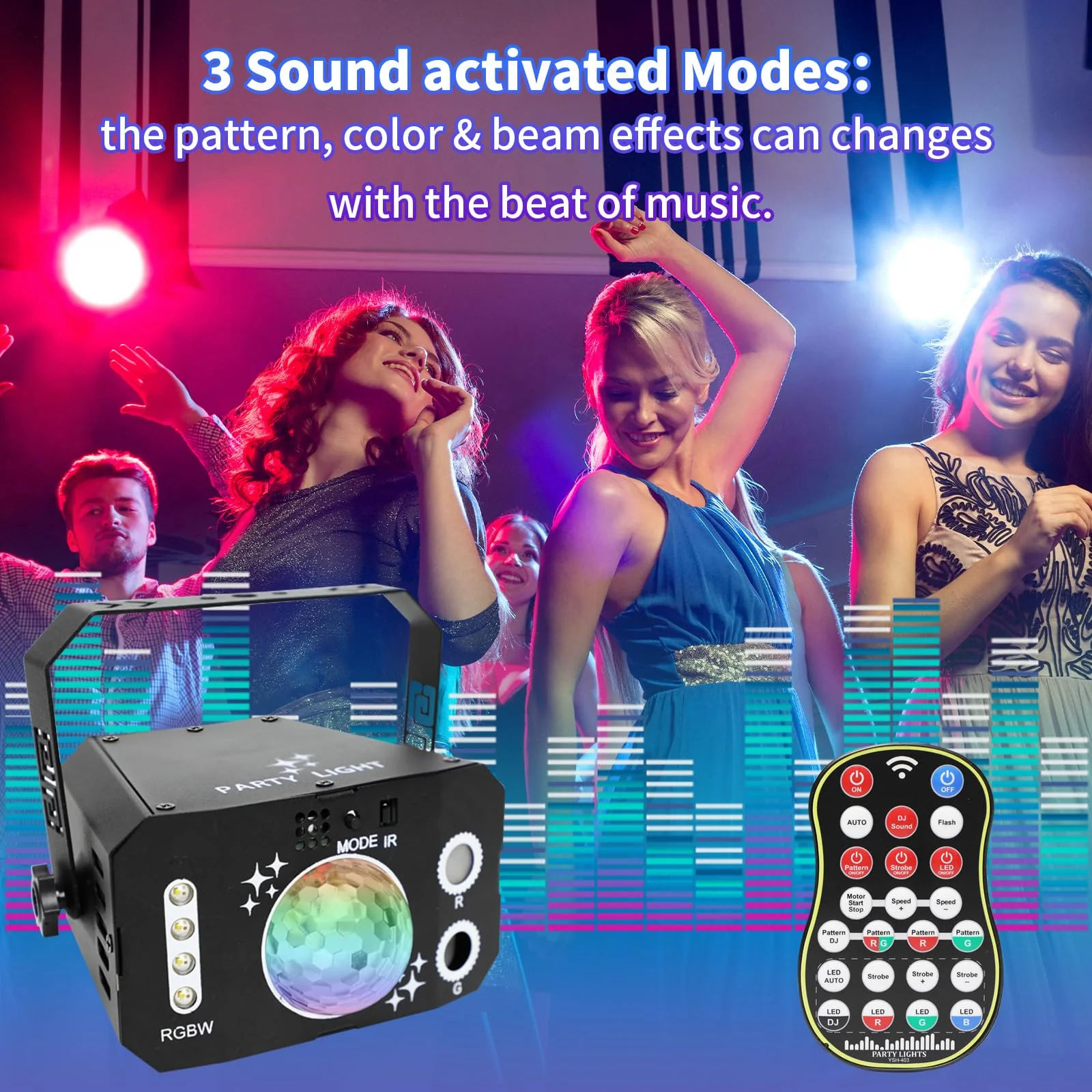Wuzstar 7 Lens Disco Ball Lights,USB Powered RGBW DJ Strobe Lighting Sound Activated,Laser Party Light Indoor Outdoor for Xmas Club Bar Parties Holiday Christmas Home Decoration - Image 4