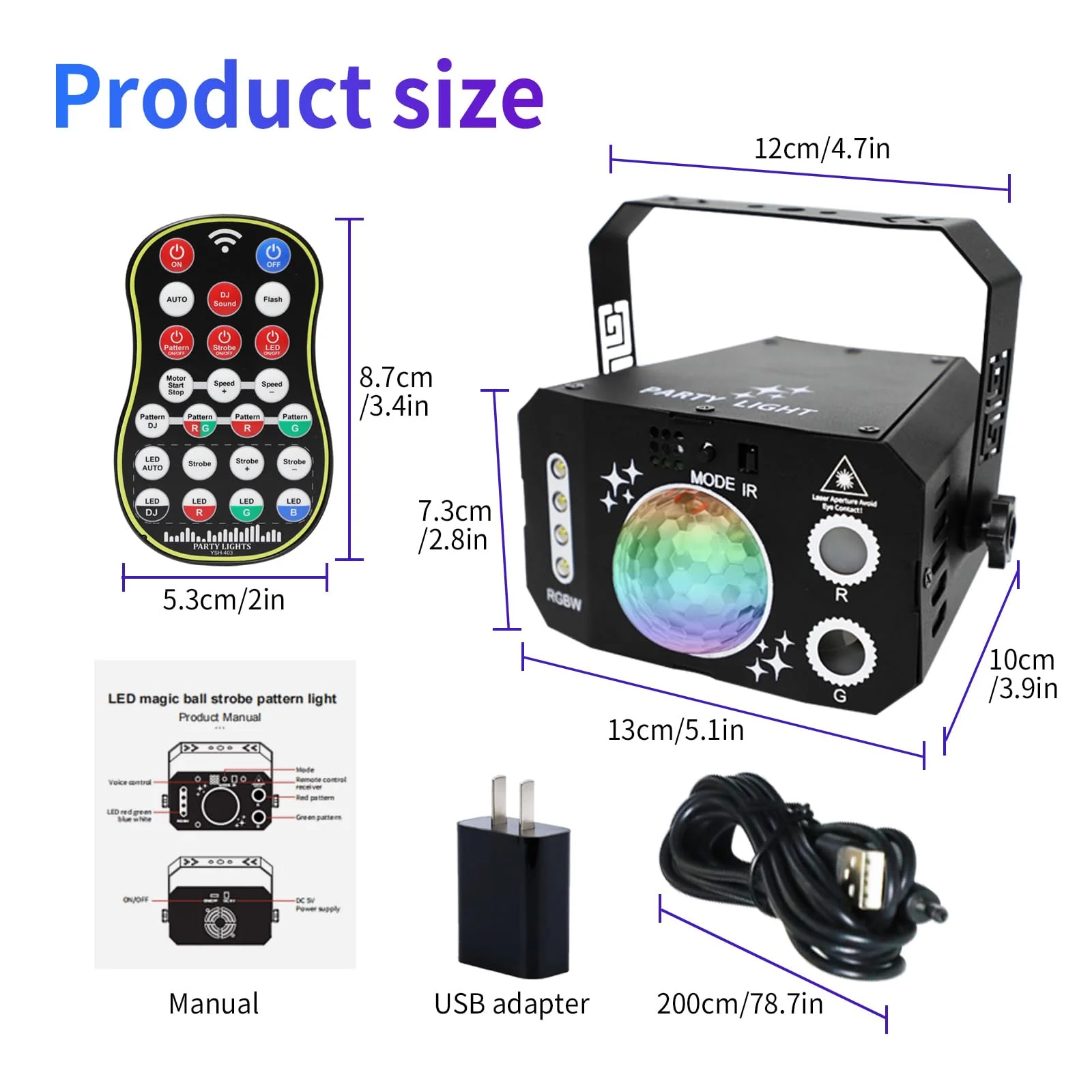 Wuzstar 7 Lens Disco Ball Lights,USB Powered RGBW DJ Strobe Lighting Sound Activated,Laser Party Light Indoor Outdoor for Xmas Club Bar Parties Holiday Christmas Home Decoration - Image 6