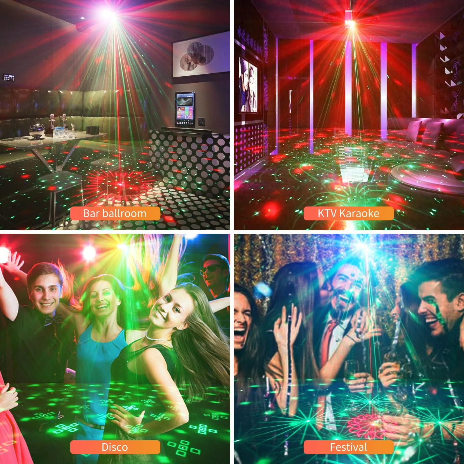Wuzstar 7 Lens Disco Ball Lights,USB Powered RGBW DJ Strobe Lighting Sound Activated,Laser Party Light Indoor Outdoor for Xmas Club Bar Parties Holiday Christmas Home Decoration - Image 9