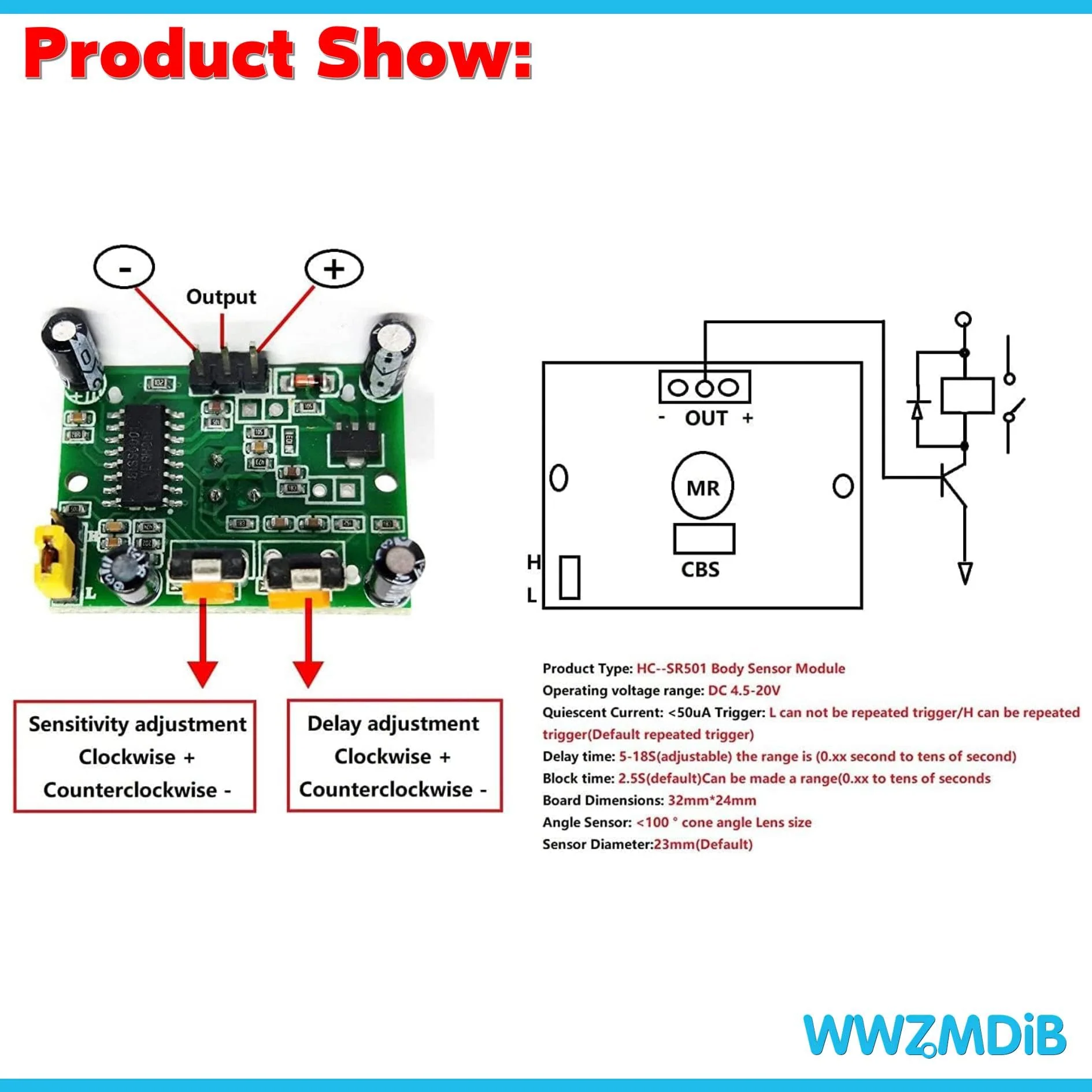 WWZMDiB 5Pcs HC-SR501 PIR Motion Sensor Module + 2Pcs Exclusive housing for Arduino Raspberry Pi Toys, Lamps, Electronic Equipment - Image 5