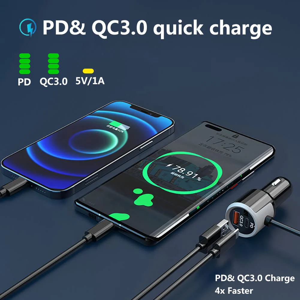WYYHAA Bluetooth Car Adapter, Blutu para Carros with 2 Microphones & QC3.0 +Type-C PD 18W HiFi Bass Supports Hands-Free Calling, Siri Google Assistant, TF Card AUX Output Silver - Image 6