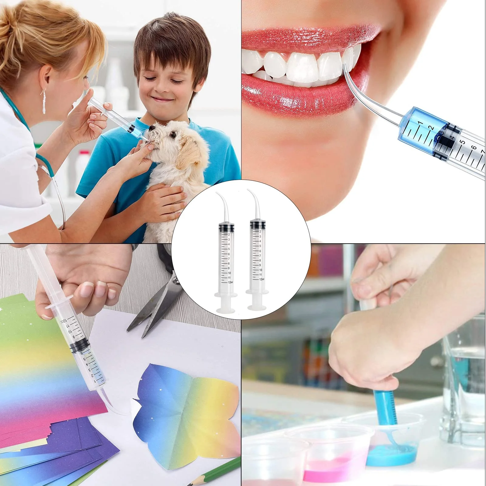 WZYTEU Pack of 15 Disposable Dental Syringe 12 ml with Curved Tip for Dental Care, Pet Care, Glue Filling, Laboratory - Image 6