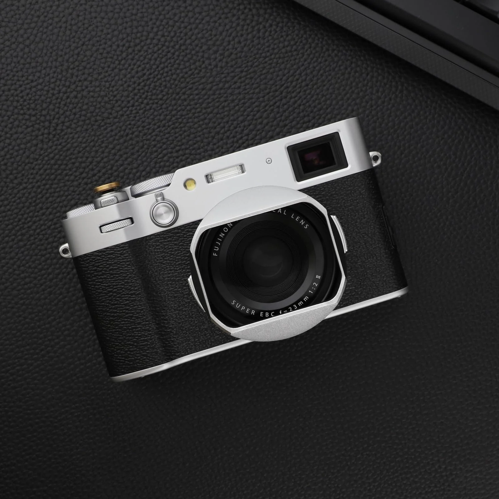 X100VI Square Metal Lens Hood for Fujifilm Fuji X100VI Camera Silver with 49mm UV Filter Adapter Ring Haoge LH-X54W - Image 3