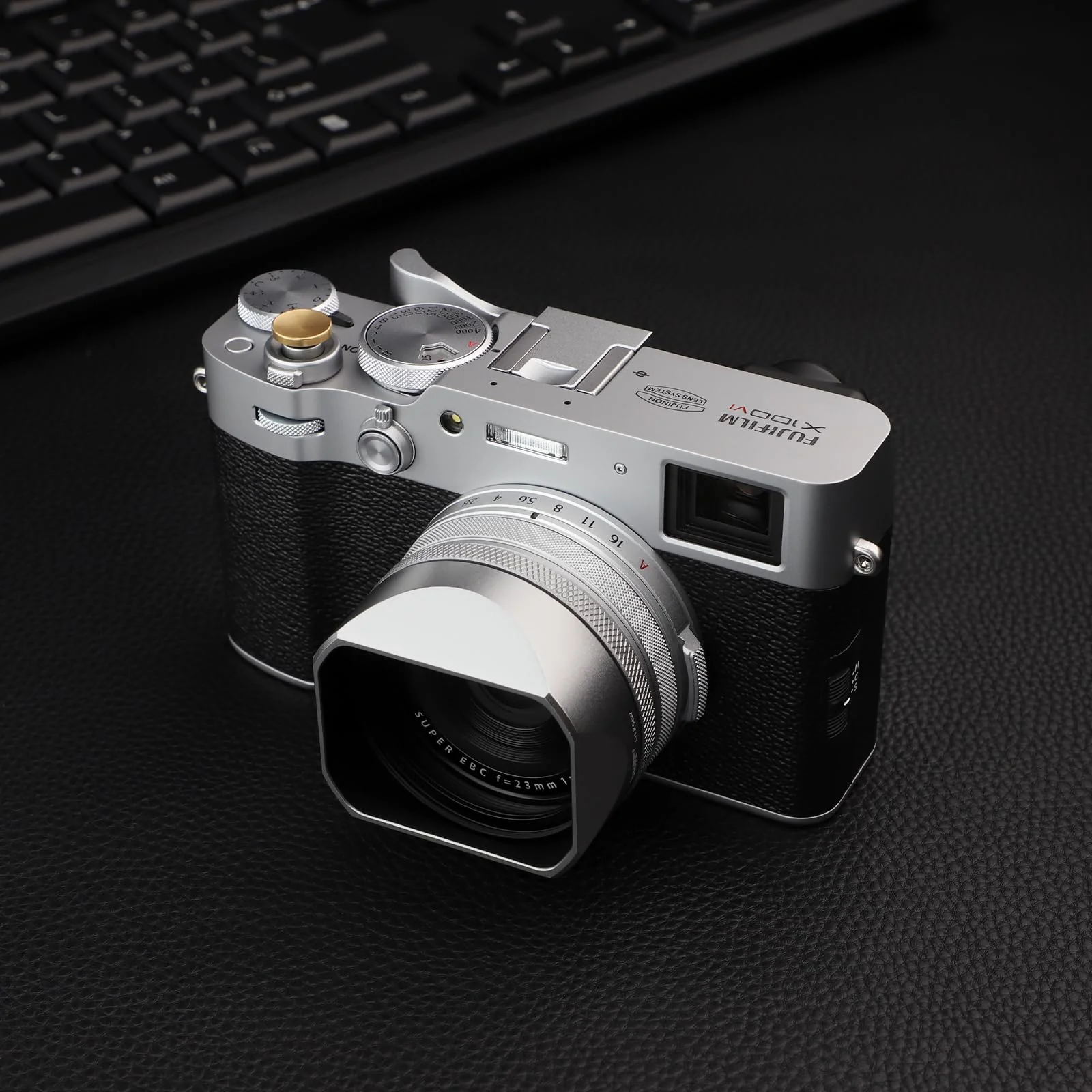 X100VI Square Metal Lens Hood for Fujifilm Fuji X100VI Camera Silver with 49mm UV Filter Adapter Ring Haoge LH-X54W - Image 8
