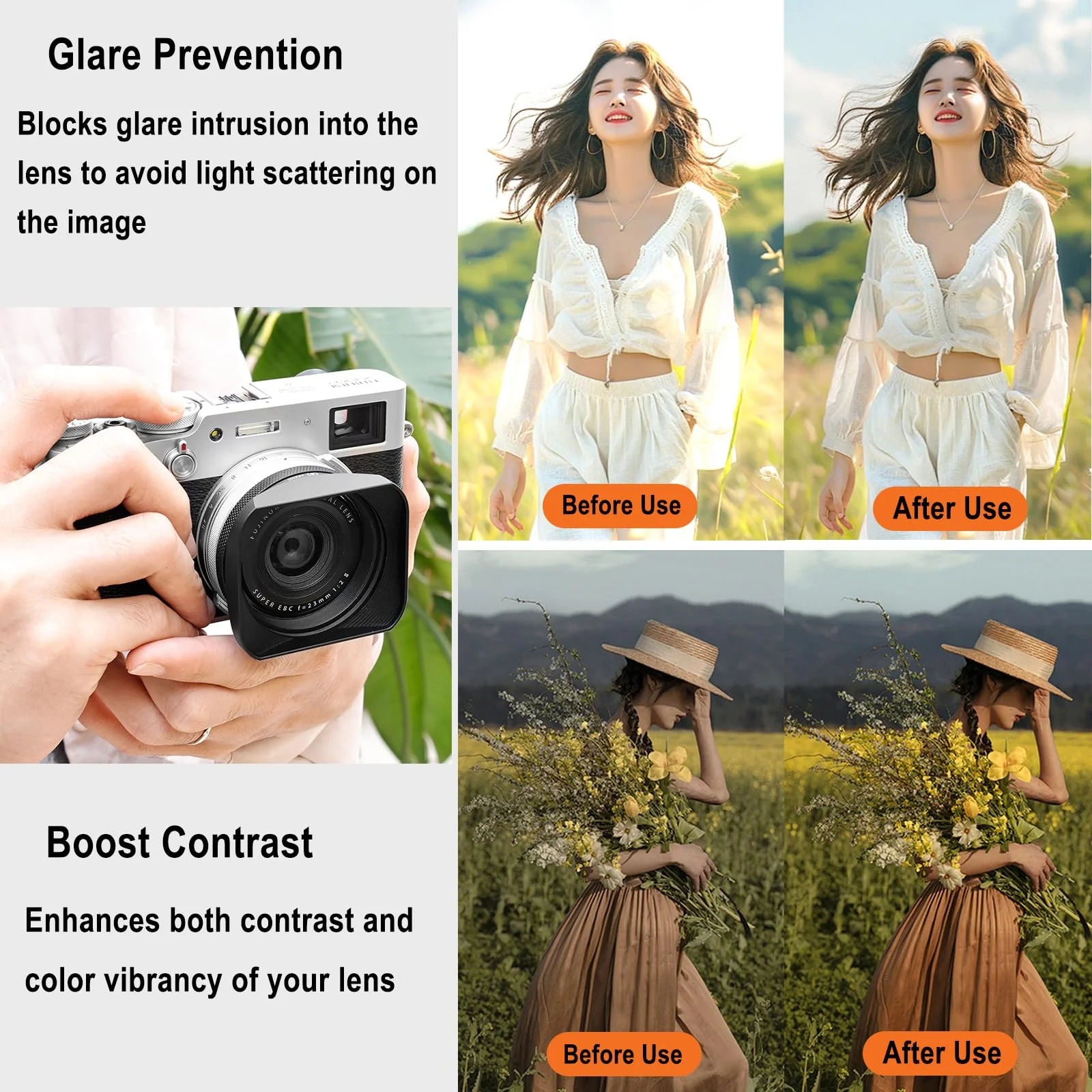X100VI X100V Metal Lens Hood Shade with Cap and 49mm Adapter Ring Kit for Fuji X100VI Fujifilm X100V X100F X100 X100S X100T X70 Camera (Silvery) silvery - Image 5