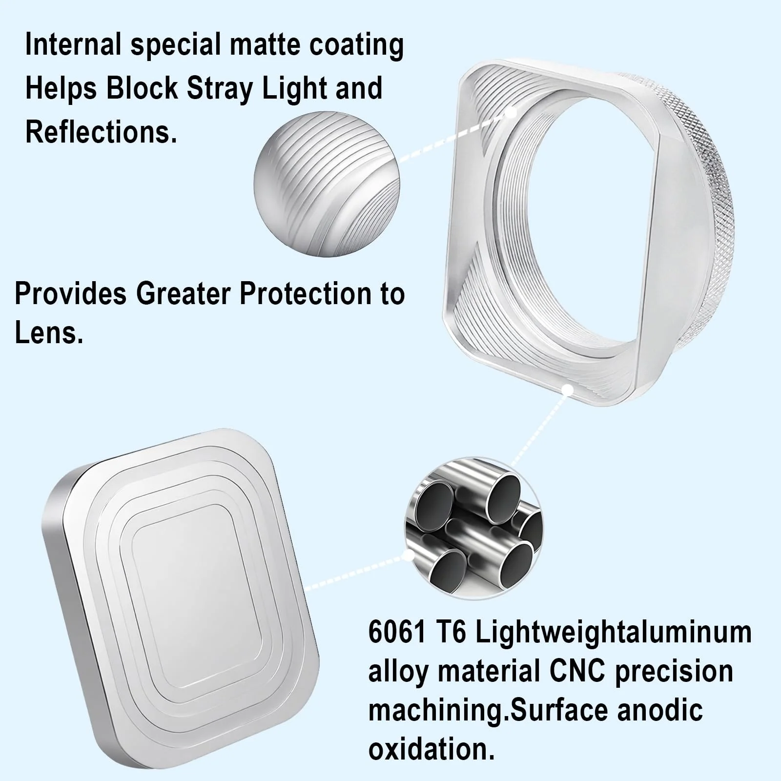X100VI X100V Metal Lens Hood Shade with Cap and 49mm Adapter Ring Kit for Fuji X100VI Fujifilm X100V X100F X100 X100S X100T X70 Camera (Silvery) silvery - Image 6