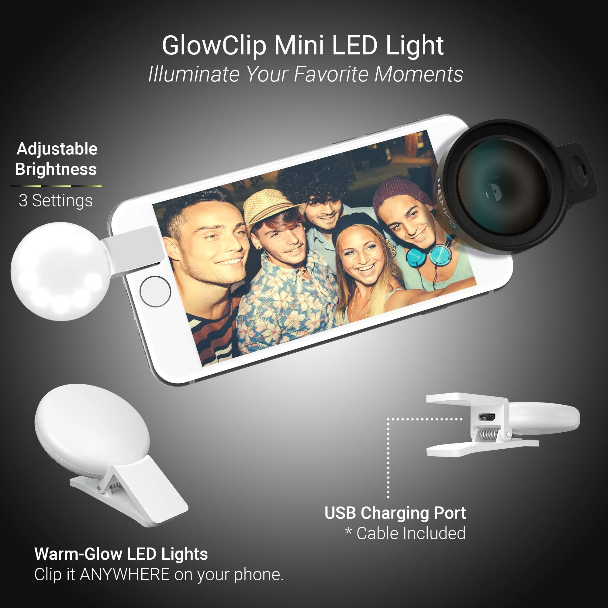 Xenvo Pro Lens Kit for iPhone, Samsung, Pixel, Macro and Wide Angle Lens with LED Light and Travel Case - Image 4